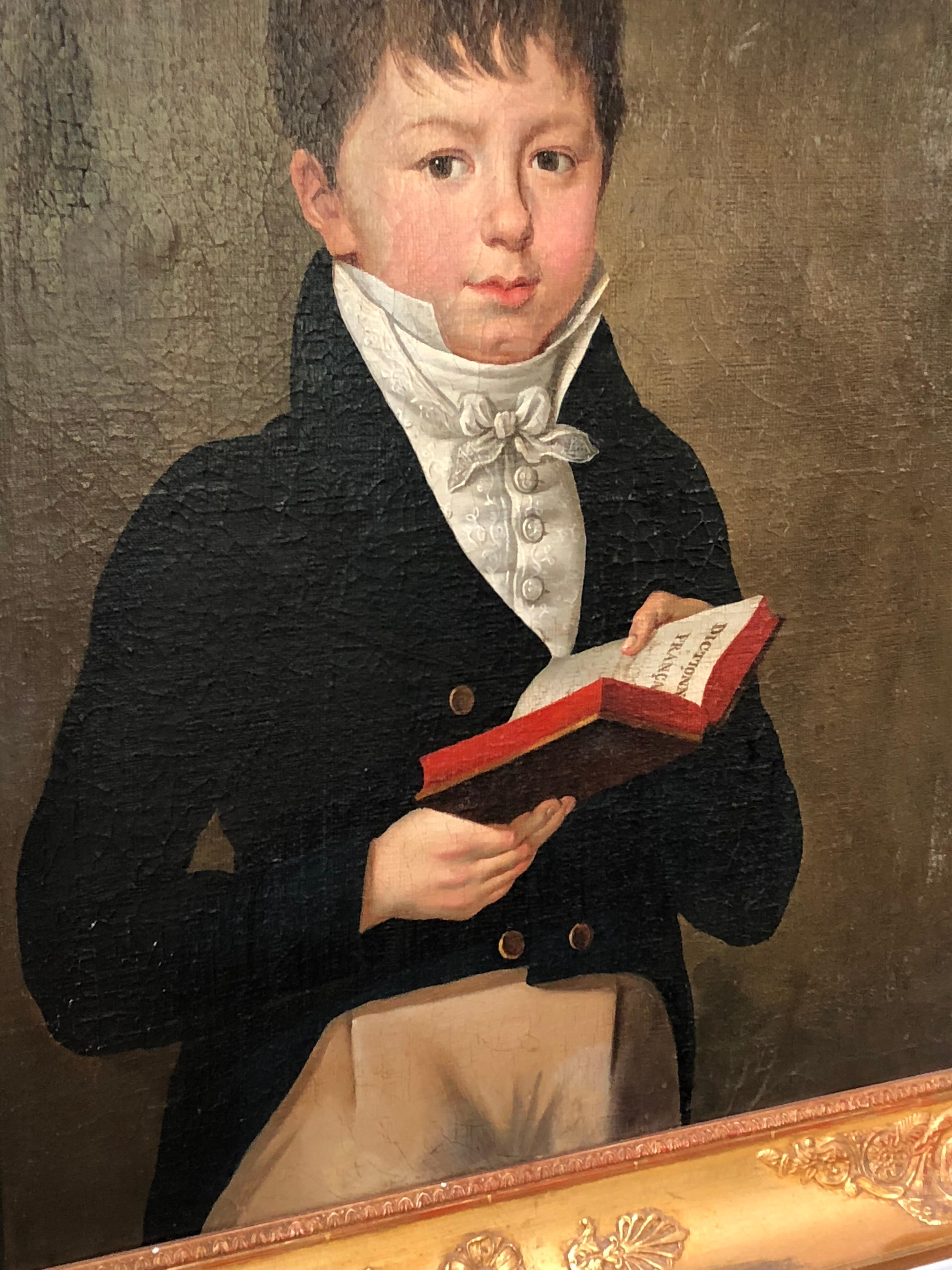 French Empire Portrait of Boy, circa 1810 In Excellent Condition For Sale In Doylestown, PA