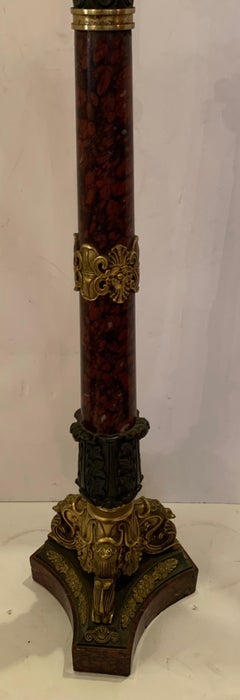 French Empire Regency Neoclassical Bronze Patinated Marble 19th Century Lamp
