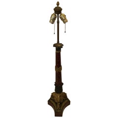 Lampe néoclassique française de style Empire Regency du XIXe siècle en bronze patiné et marbre patiné