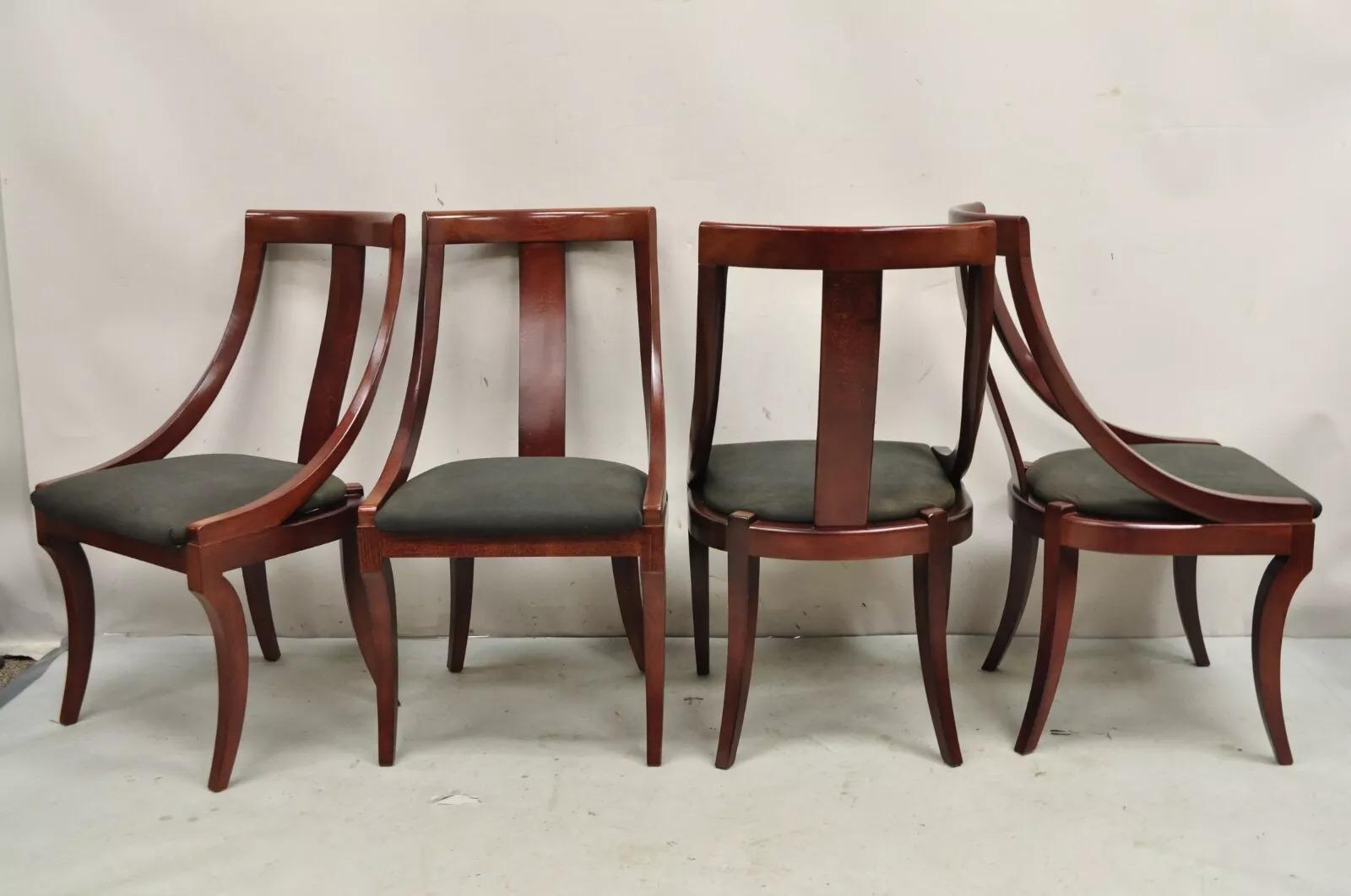 Sedie da pranzo con gambe a sciabola in legno di ciliegio in stile Impero francese - Set di 4 in vendita 5