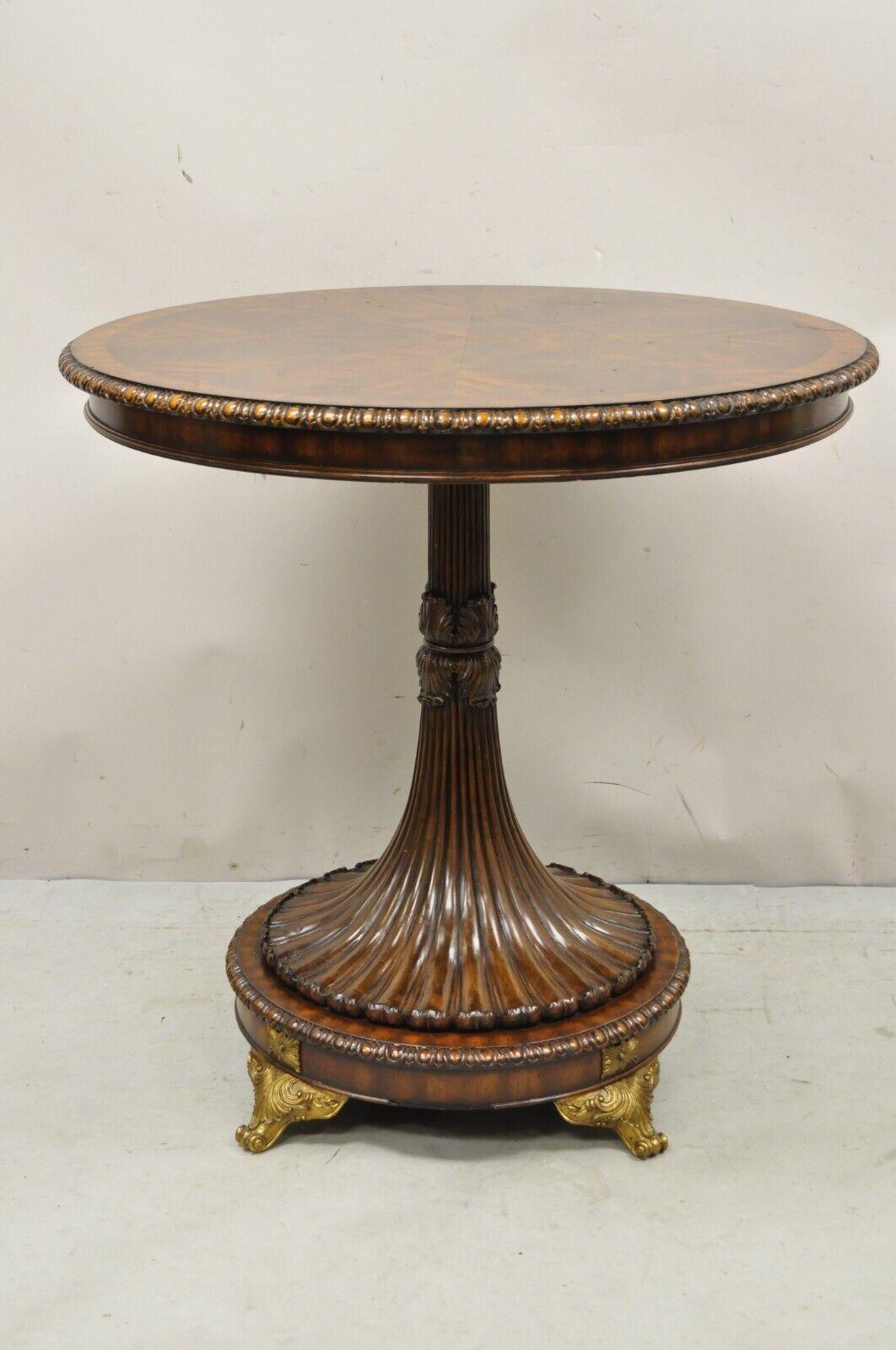 French Empire Regency Style Round Mahogany Pedestal Base Lamp Side Table 6