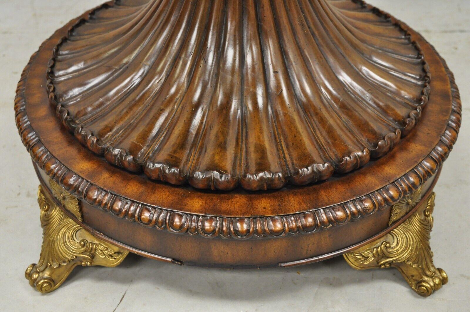 French Empire Regency Style Round Mahogany Pedestal Base Lamp Side Table In Good Condition In Philadelphia, PA