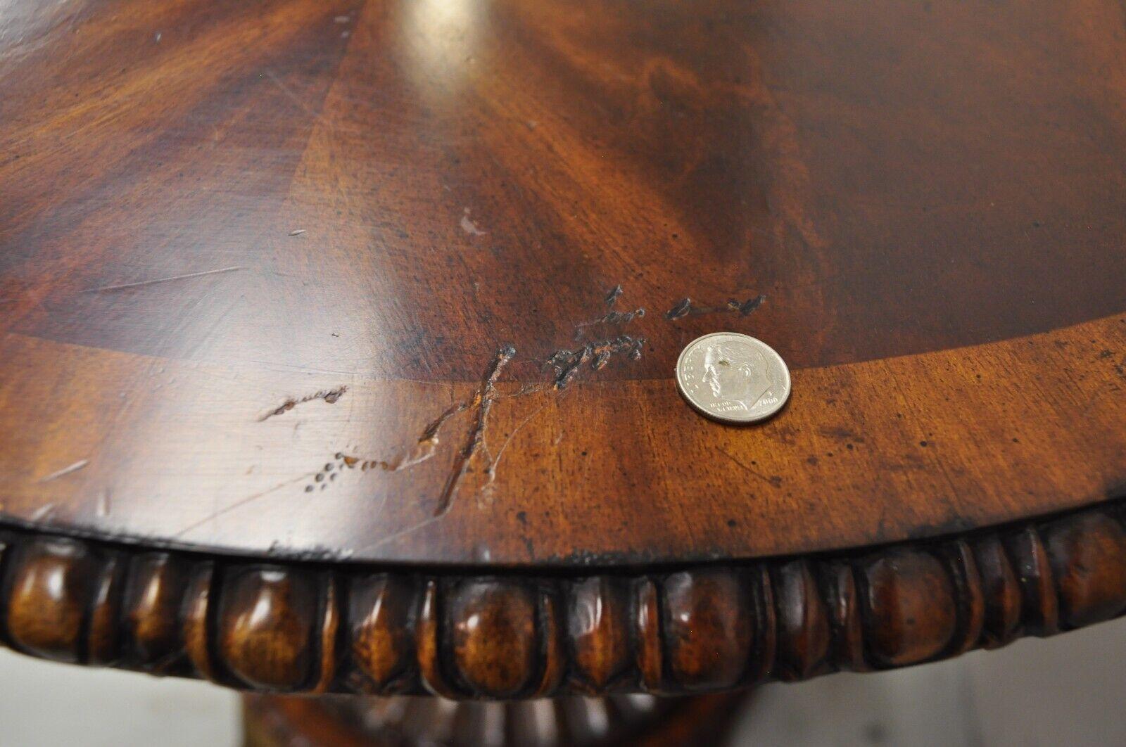 French Empire Regency Style Round Mahogany Pedestal Base Lamp Side Table 2