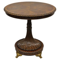 Vintage French Empire Regency Style Round Mahogany Pedestal Base Lamp Side Table