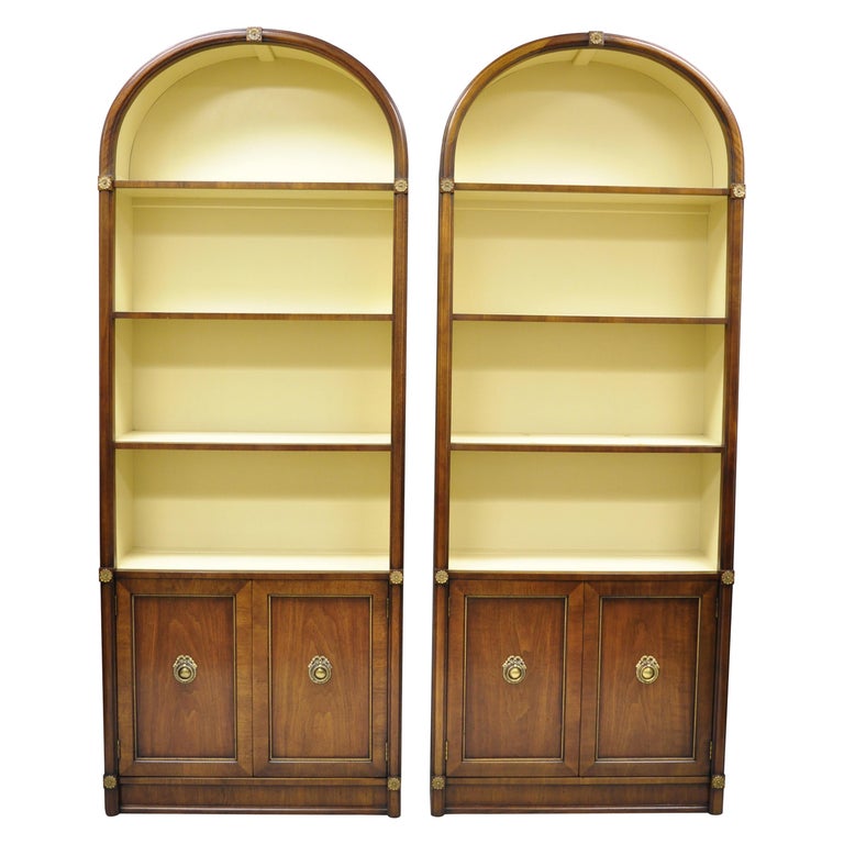 French Empire Regency Tall Arched Dome Walnut Etagere Curio a