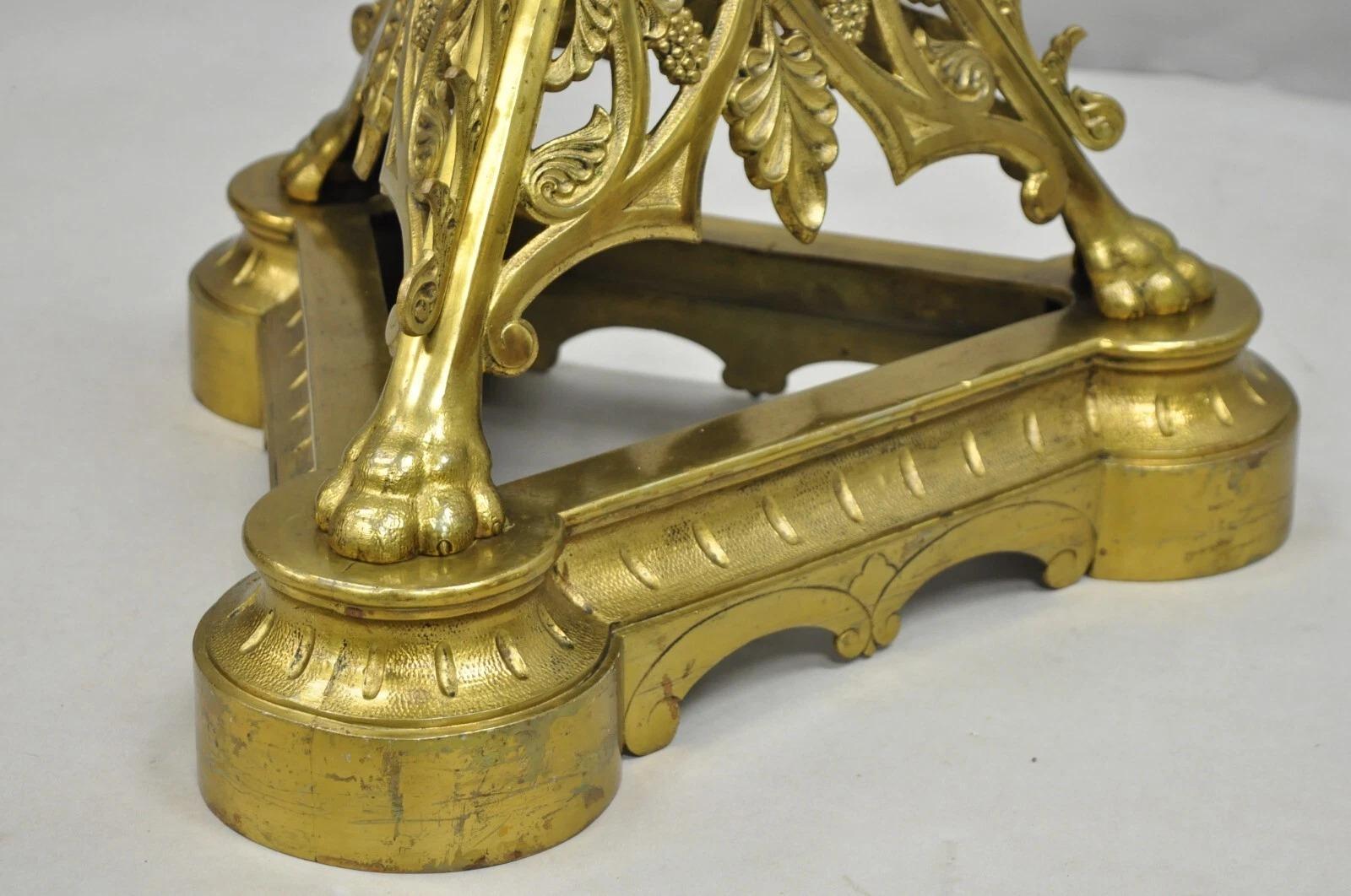 French Empire Renaissance Bronze Paw Foot Pedestal Base Round Glass Coffee Table im Angebot 2