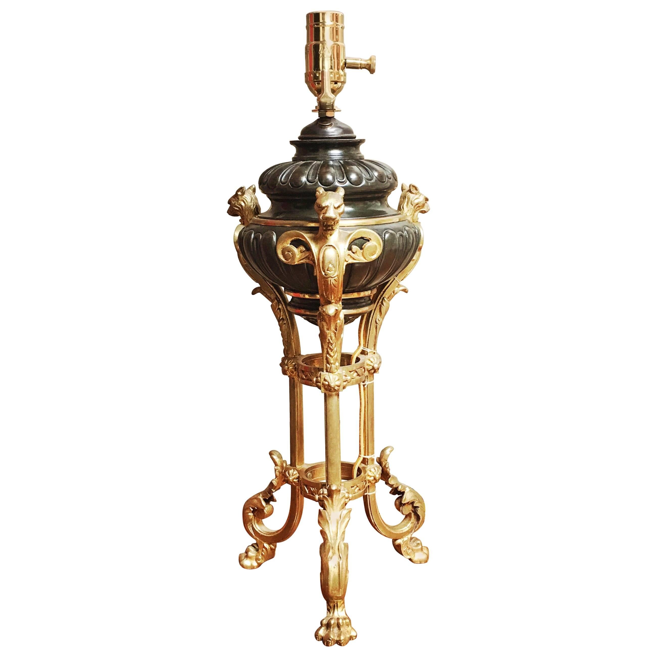 French Empire Revival Bronze Lamp Base For Sale