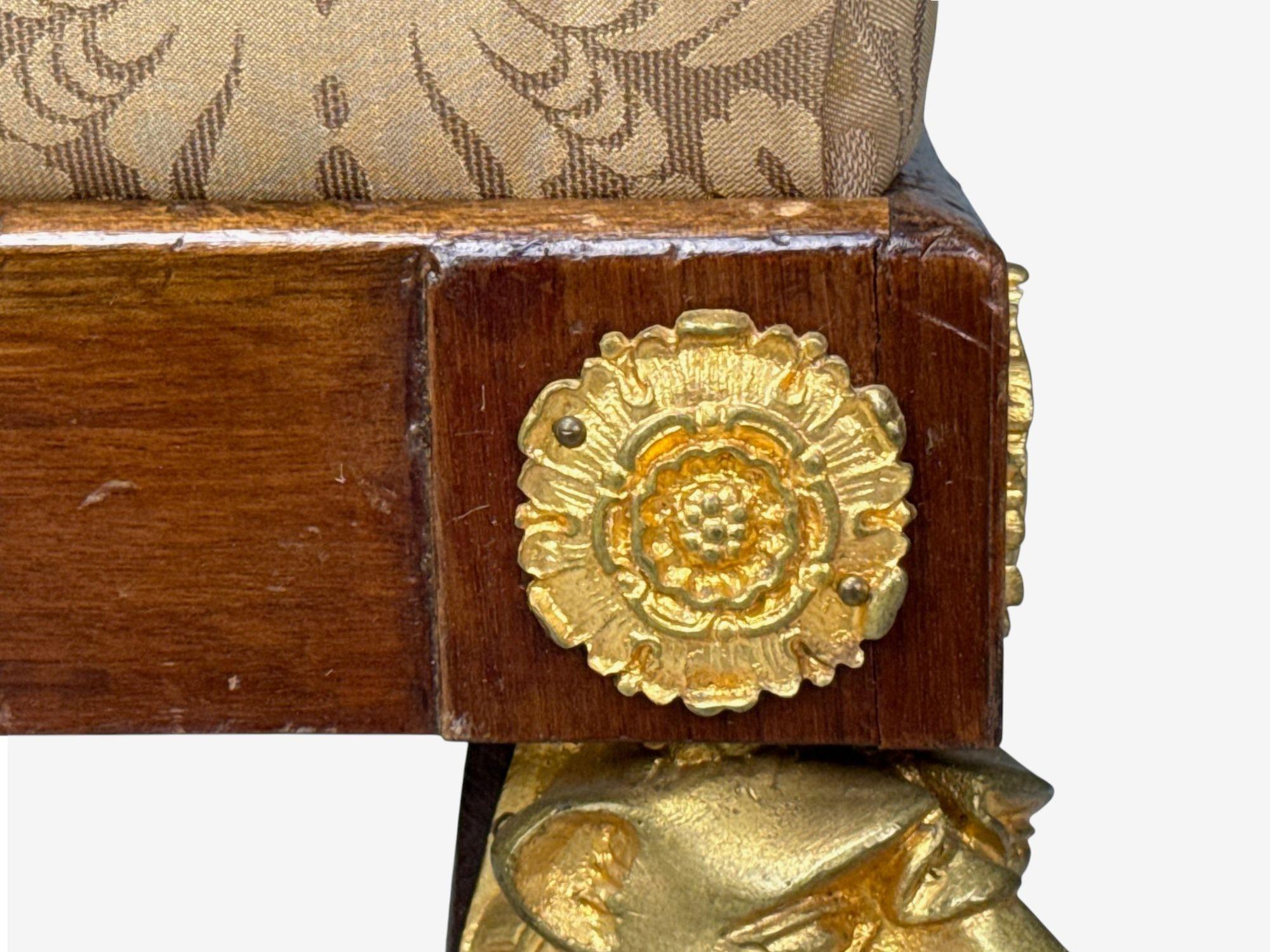 Renouveau Empire français, Bronze, Acajou, Tissu, Tabouret, France, C.I.C. en vente 6