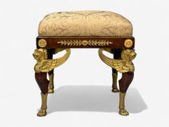 French Empire Revival, Bronze, Mahogany, Fabric, Footstool, France, 19th c.