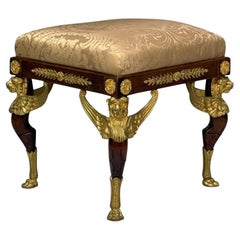 French Empire Revival, Bronze, Mahogany, Fabric, Footstool, France, 19th c.
