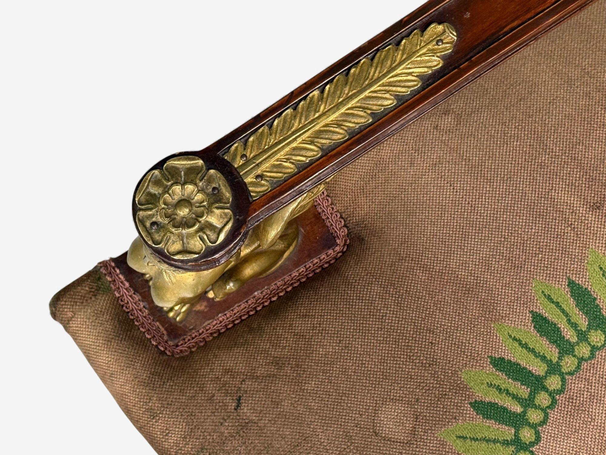 Renacimiento Imperio Francés, Bronce, Caoba, Tapicería, Sillones, Francia, s. XIX en venta 7