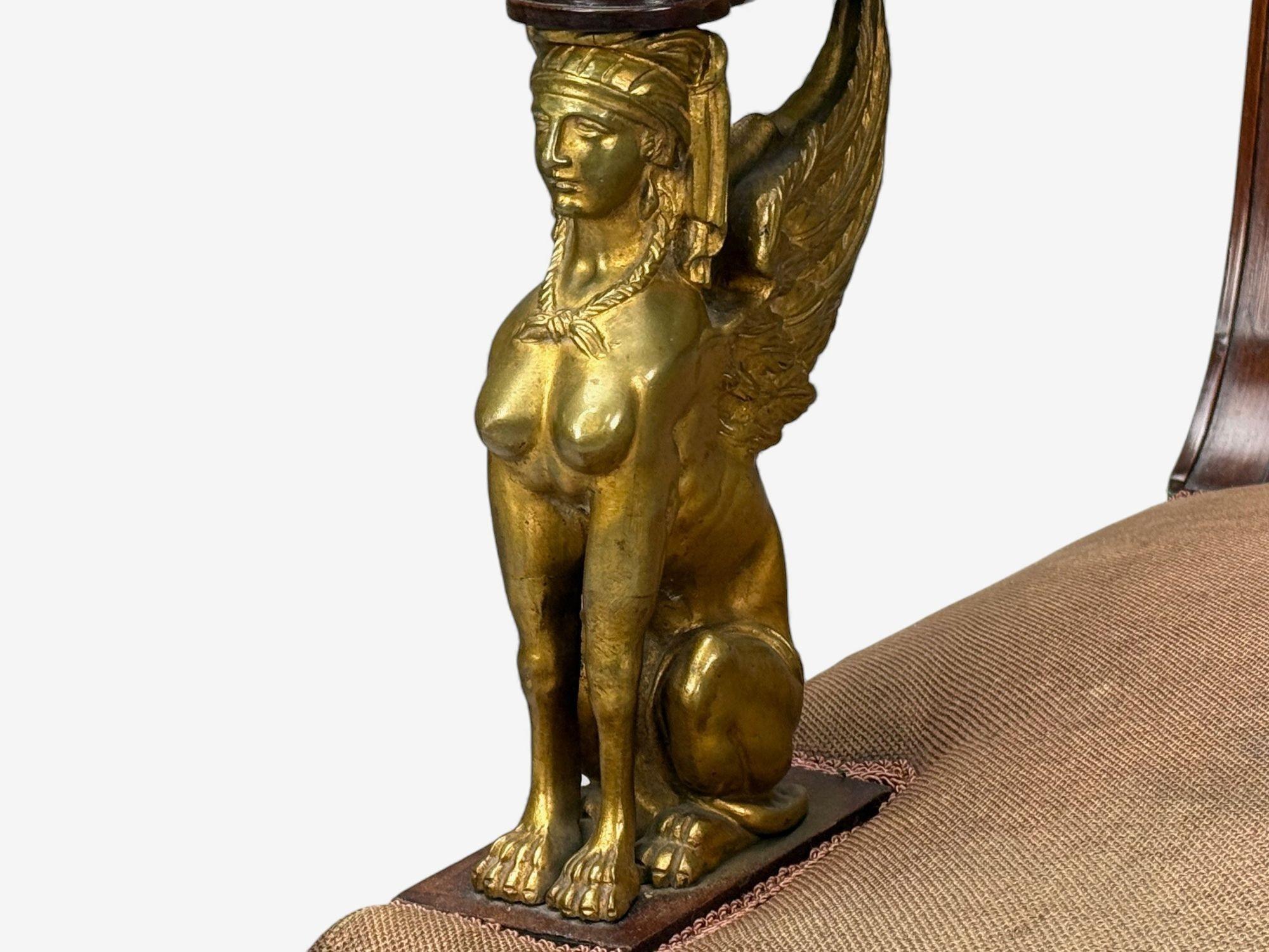 Renacimiento Imperio Francés, Bronce, Caoba, Tapicería, Sillones, Francia, s. XIX en venta 2