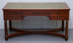 French Empire Revival Bureau De Plat Extending Desk Writing Table Green Leather