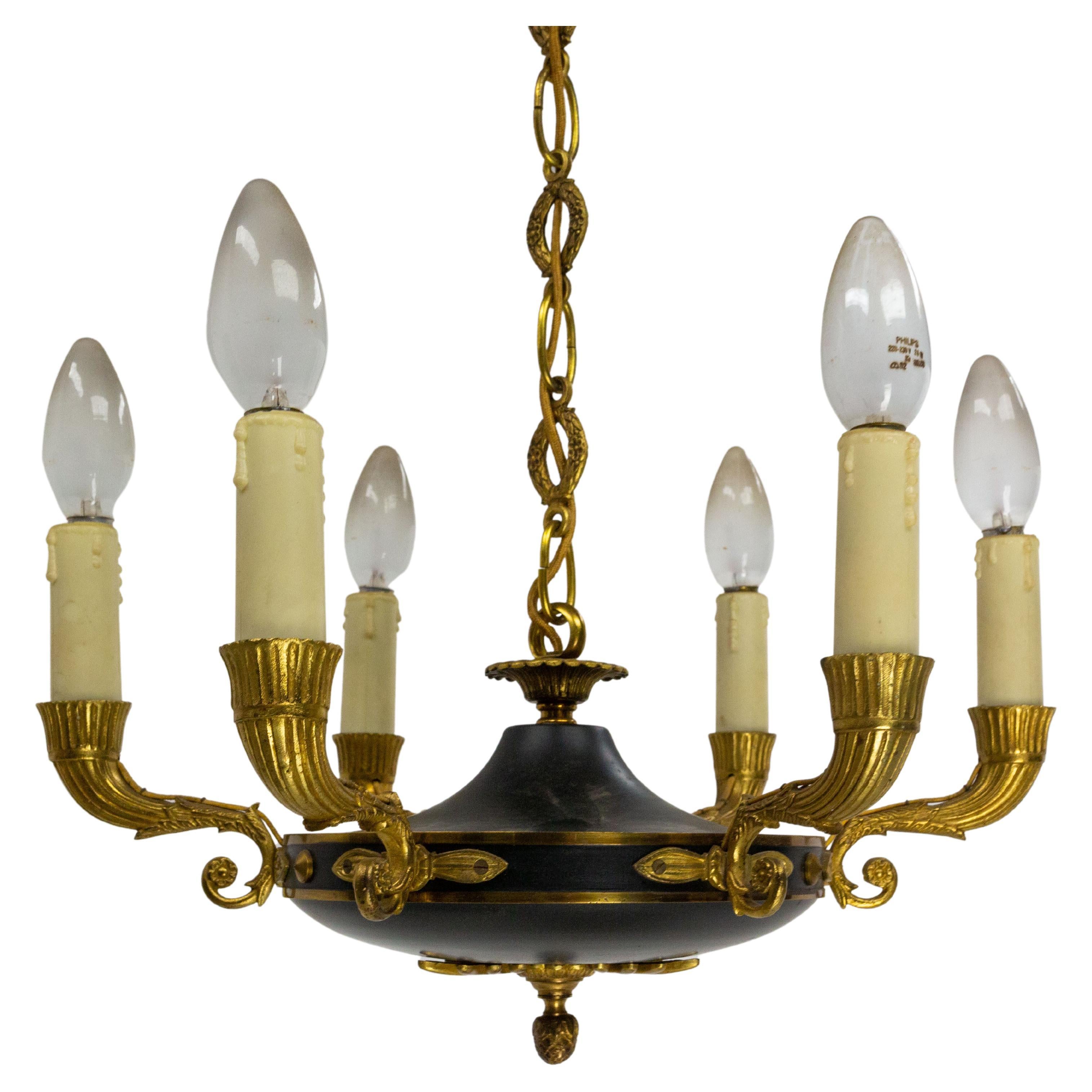 French Empire Revival Chandelier, Midcentury For Sale