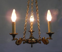 French Empire revival Chandelier with Swan Arms