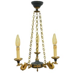 French Empire revival Chandelier with Swan Arms