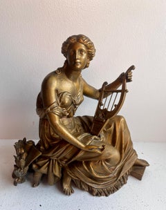 Cheminée "Mélodie" - Sculpture figurative féminine de style néo-empire français