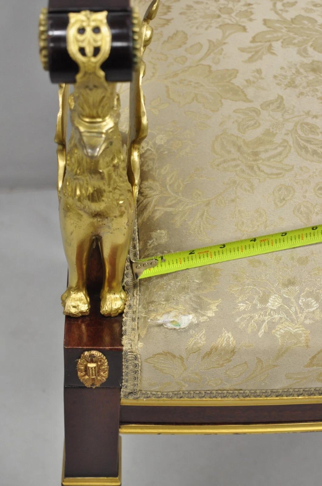 French Empire Revival Grünes Leder Top Bronze Griffin Mahagoni Schreibtisch & Stuhl im Angebot 5