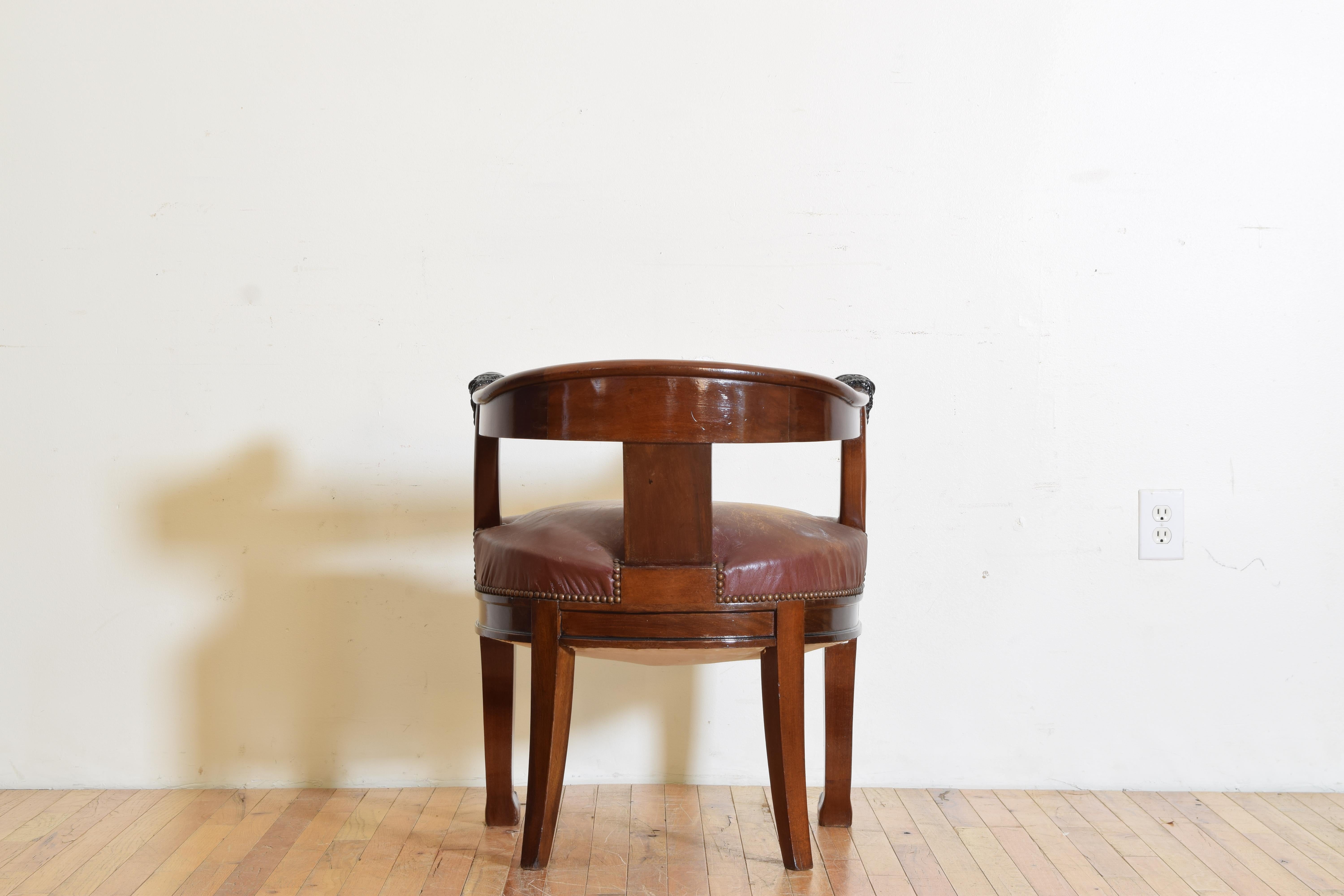 French Empire Revival Mahogany and Ebonized Desk Chair, Last Quarter 19th Cen. 1