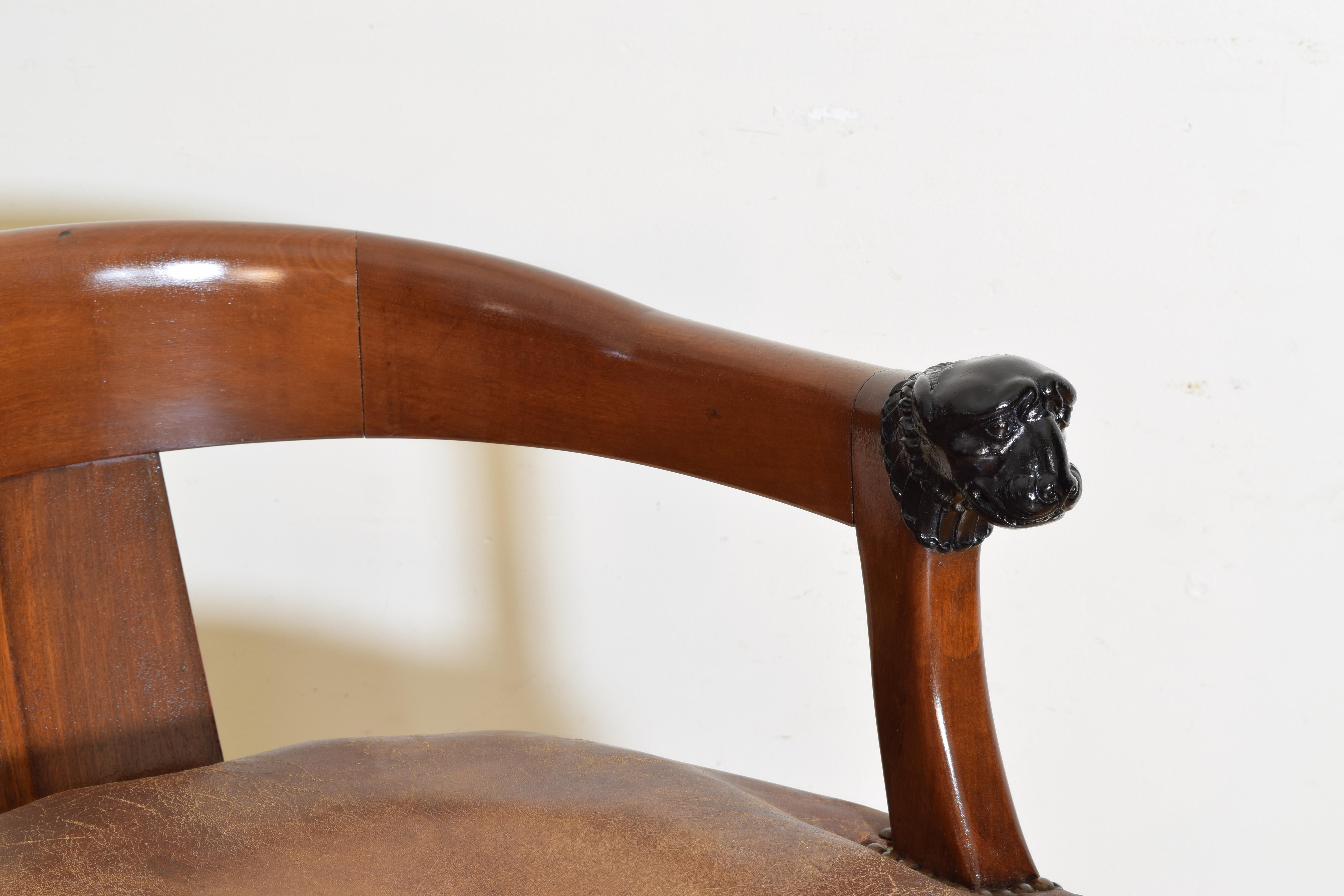 French Empire Revival Mahogany and Ebonized Desk Chair, Last Quarter 19th Cen. 2
