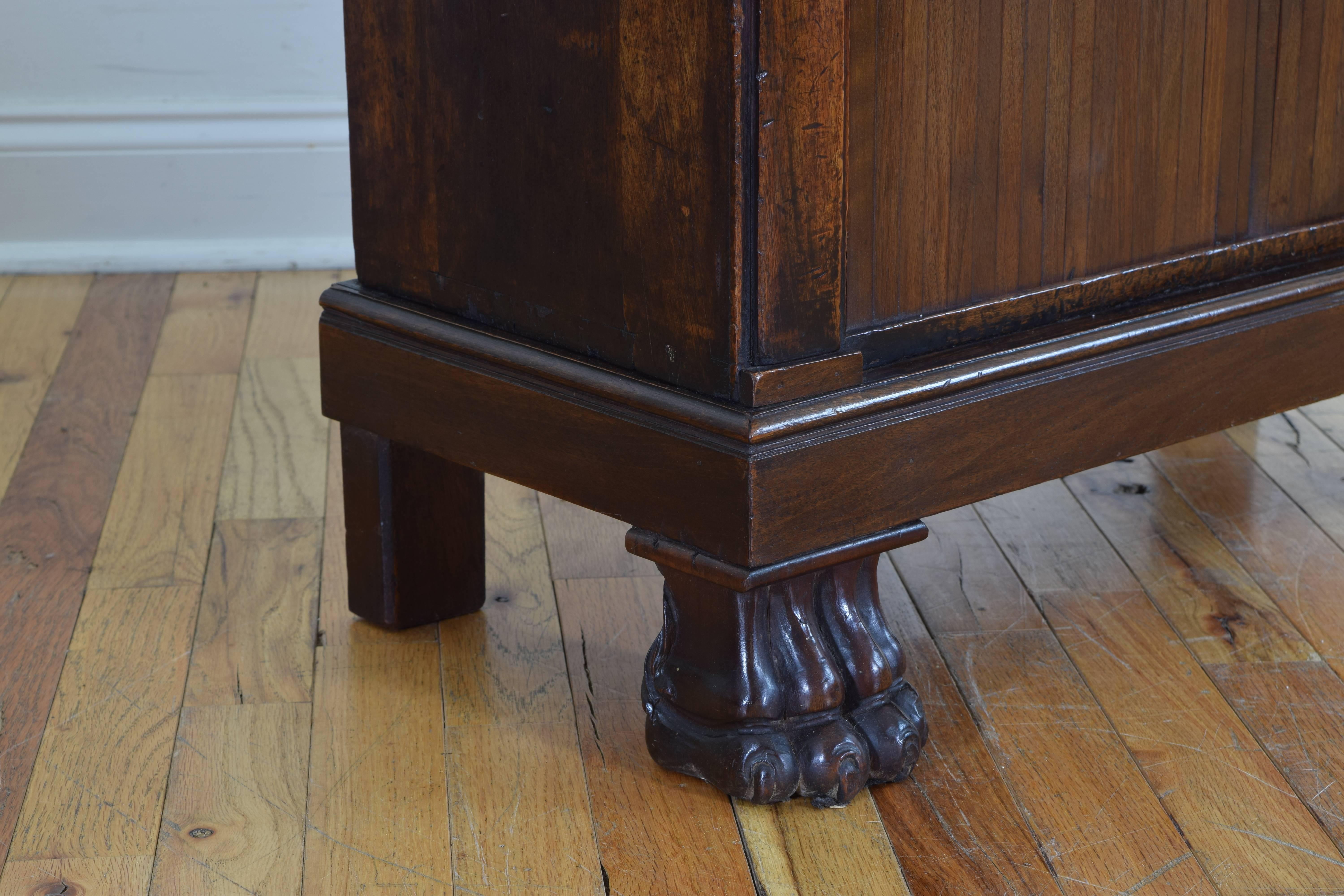 French Empire Revival Mahogany Cabinet, Tambour Doors and Marble Top 5