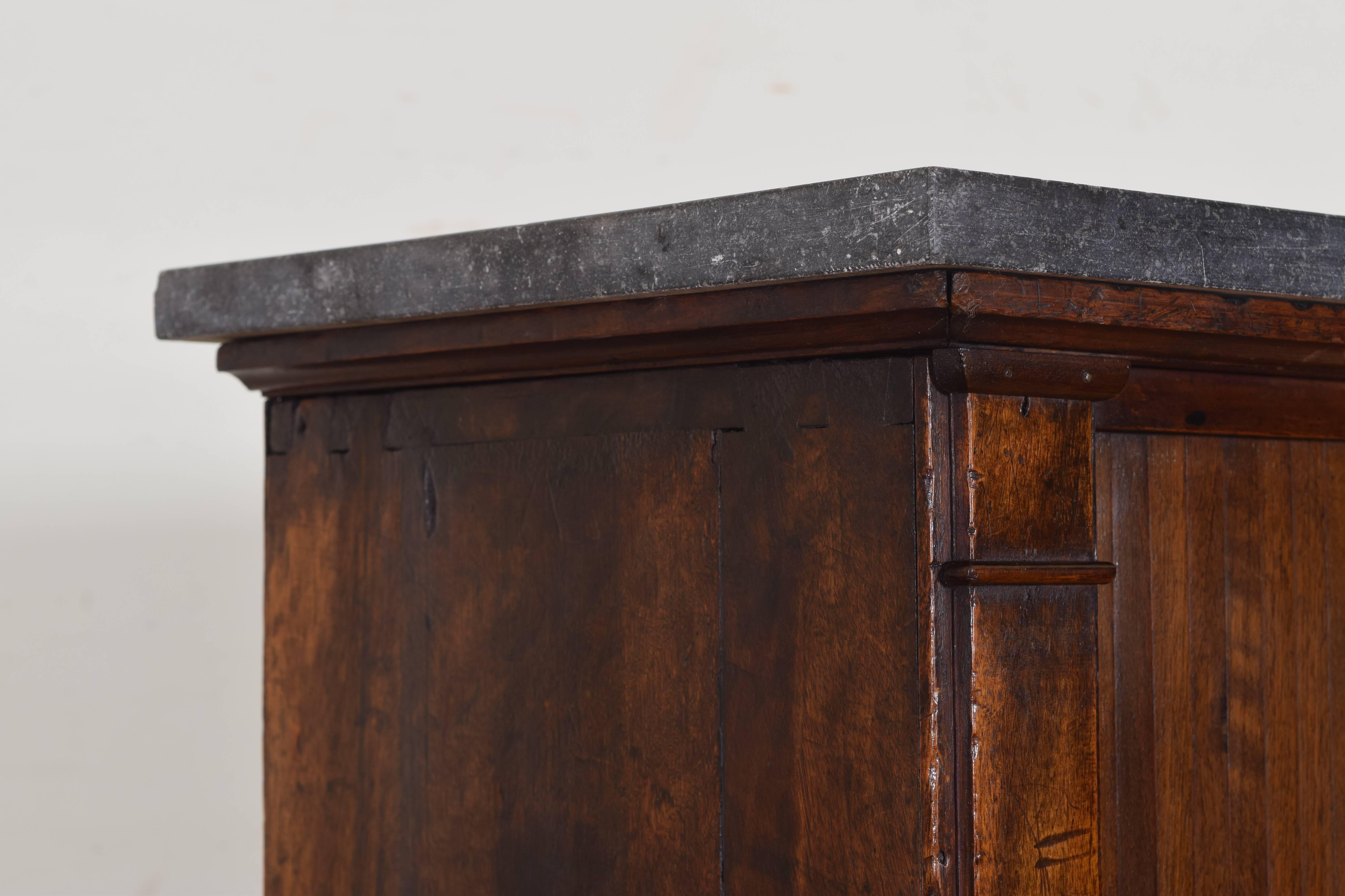 French Empire Revival Mahogany Cabinet, Tambour Doors and Marble Top 1