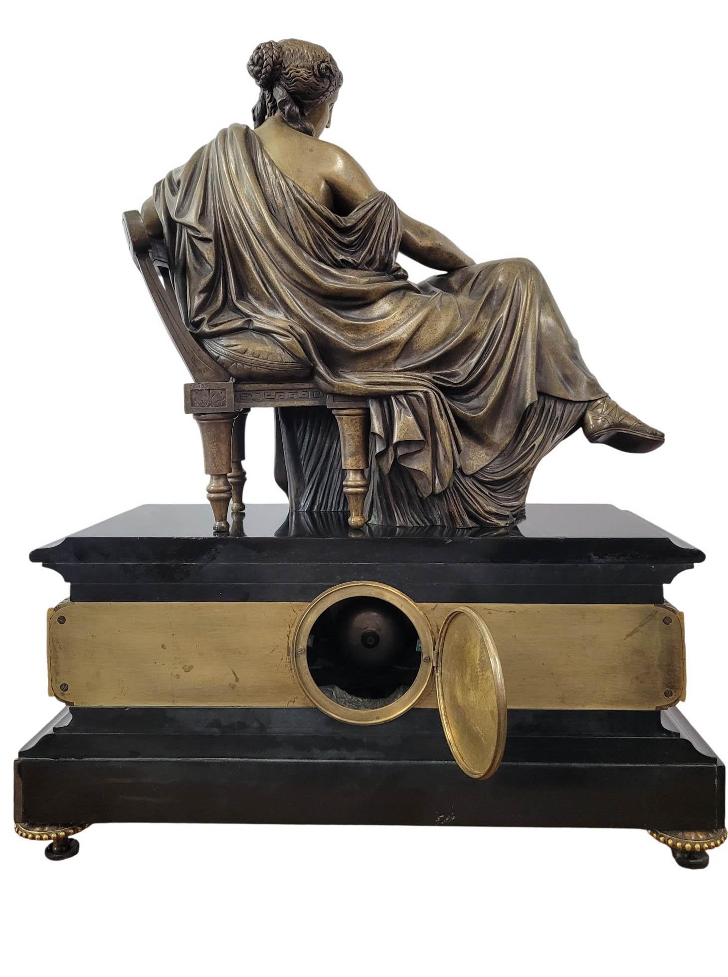 19th Century French Empire Clock Garniture, Japy Frères et Cie Movement For Sale 7