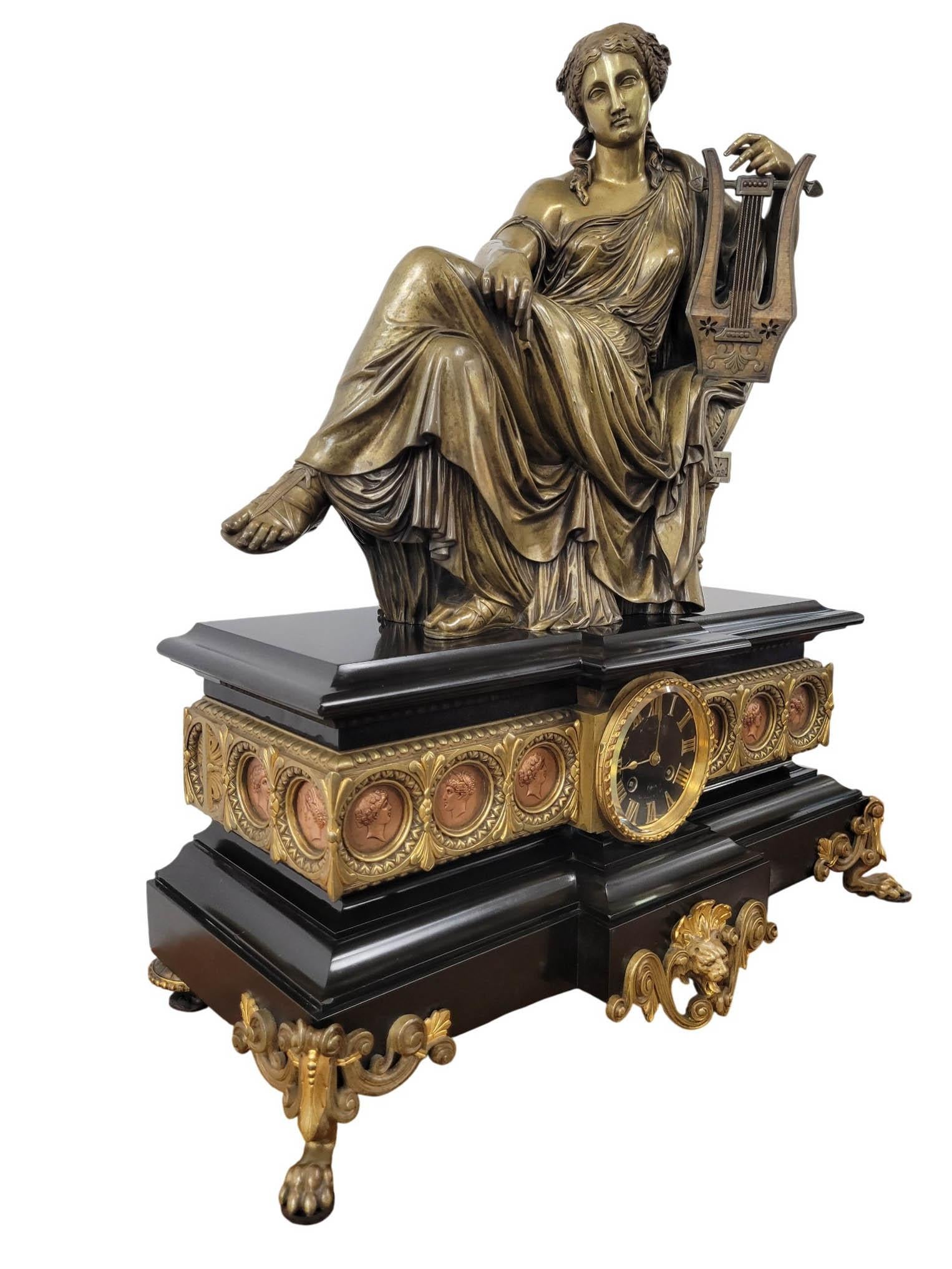 19th Century French Empire Clock Garniture, Japy Frères et Cie Movement For Sale 1