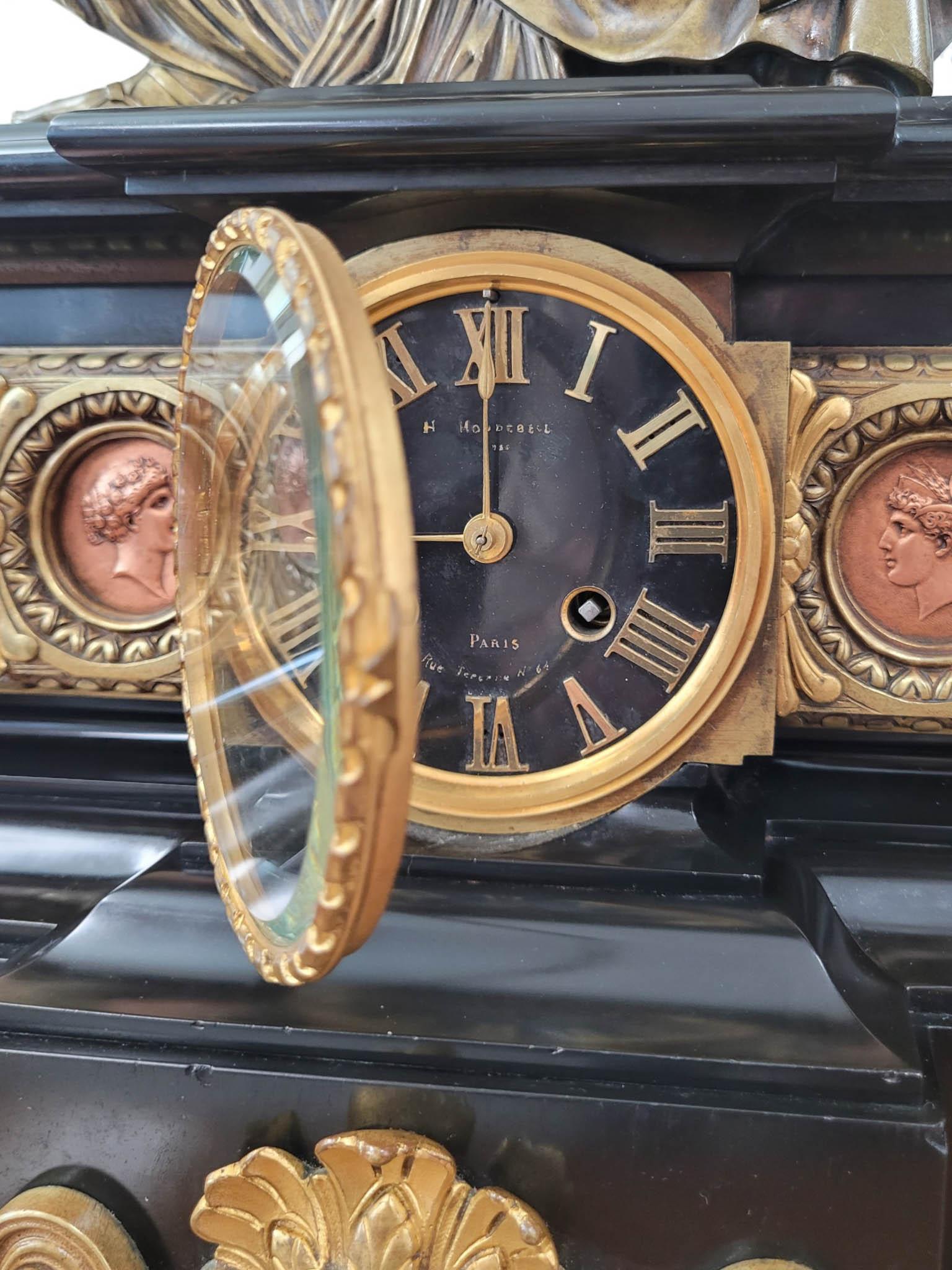 19th Century French Empire Clock Garniture, Japy Frères et Cie Movement For Sale 2