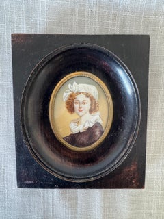 French Empire Revival Portrait Miniature on Ivory, Signed André, Late 19th C.
