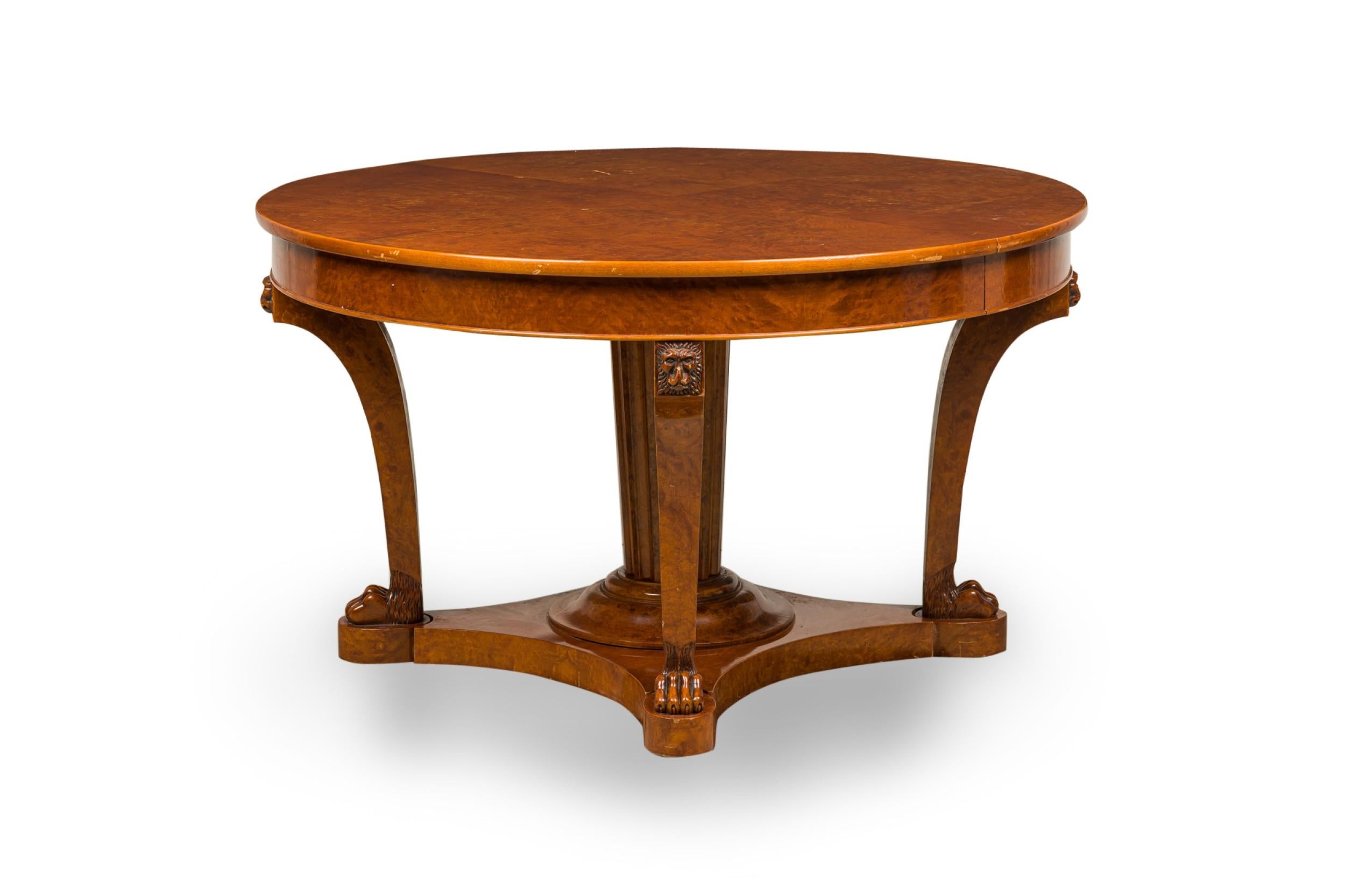 French Empire Revival Style Burled Walnut Extension Dining / Center Table For Sale 6