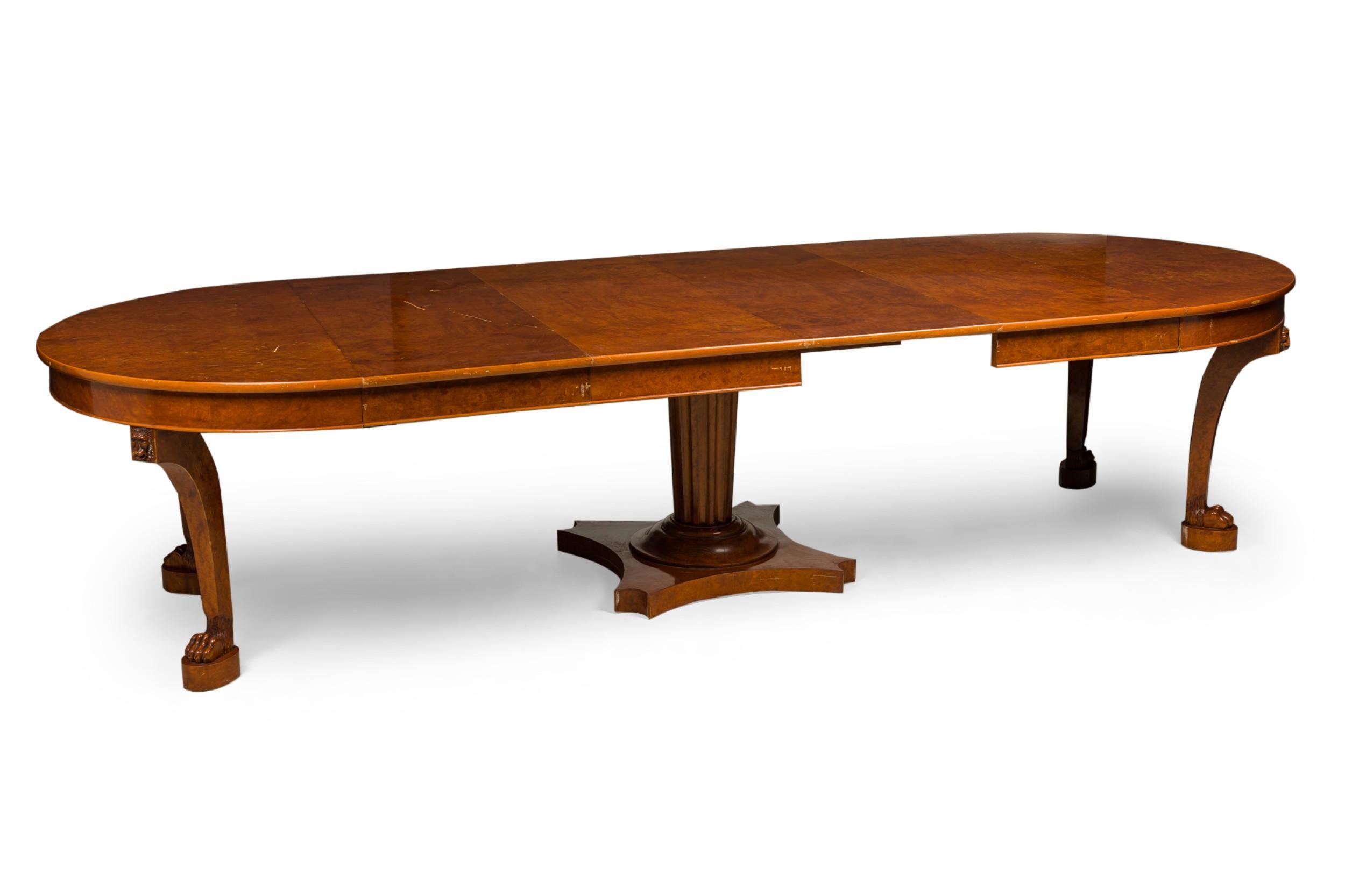 French Empire Revival Style Burled Walnut Extension Dining / Center Table For Sale 7