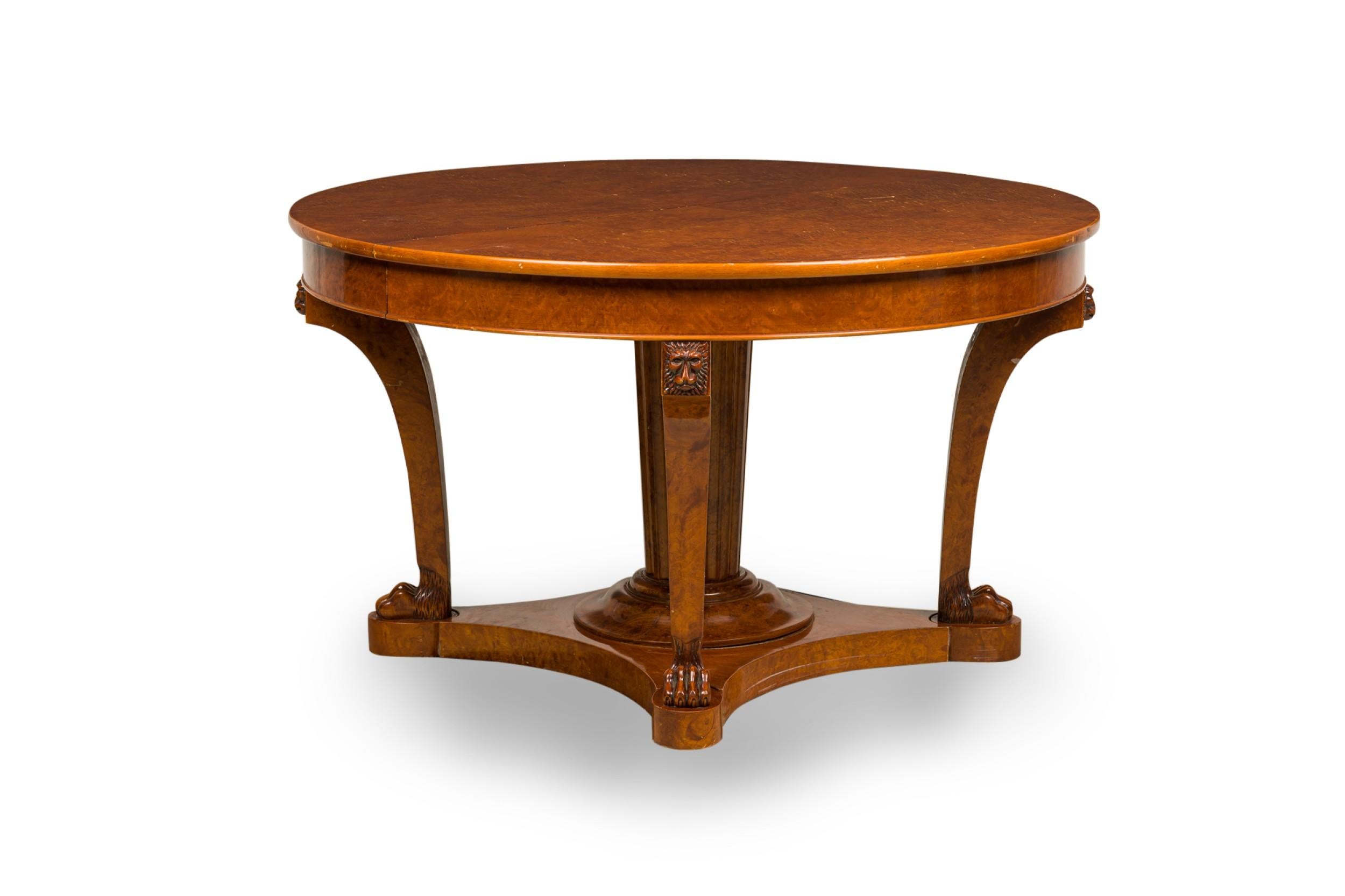 French Empire Revival Style Burled Walnut Extension Dining / Center Table For Sale 8