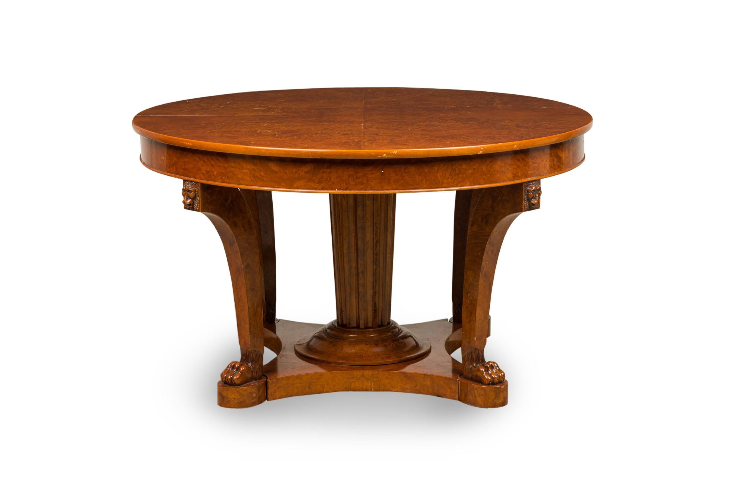 French Empire Revival Style Burled Walnut Extension Dining / Center Table For Sale 9