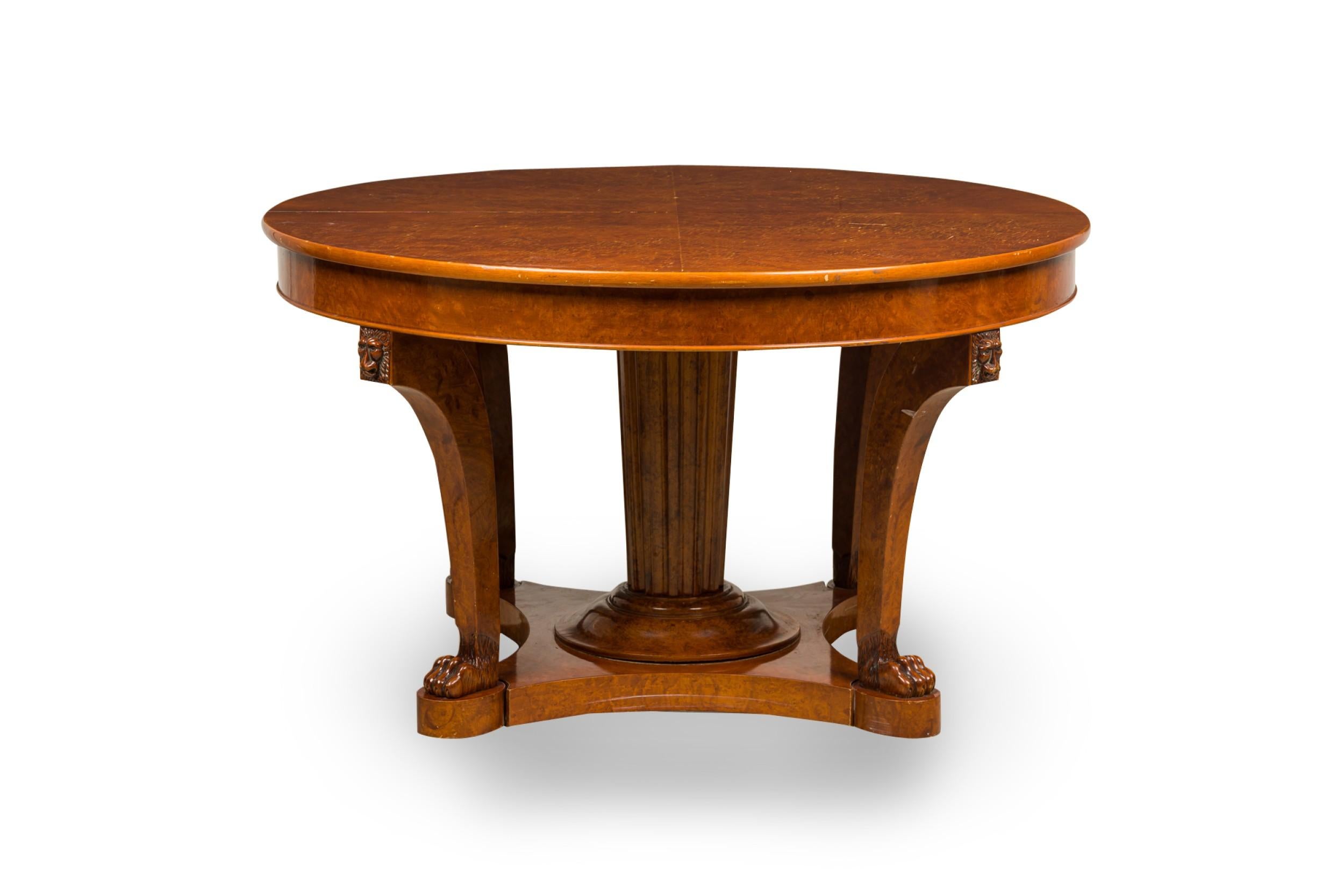 French Empire Revival Style Burled Walnut Extension Dining / Center Table For Sale 2