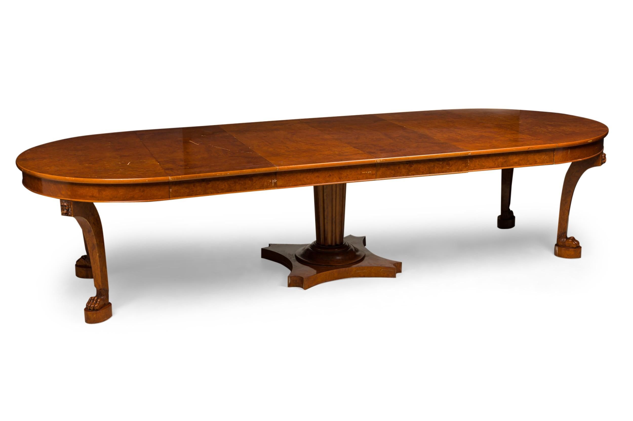 French Empire Revival Style Burled Walnut Extension Dining / Center Table For Sale 4