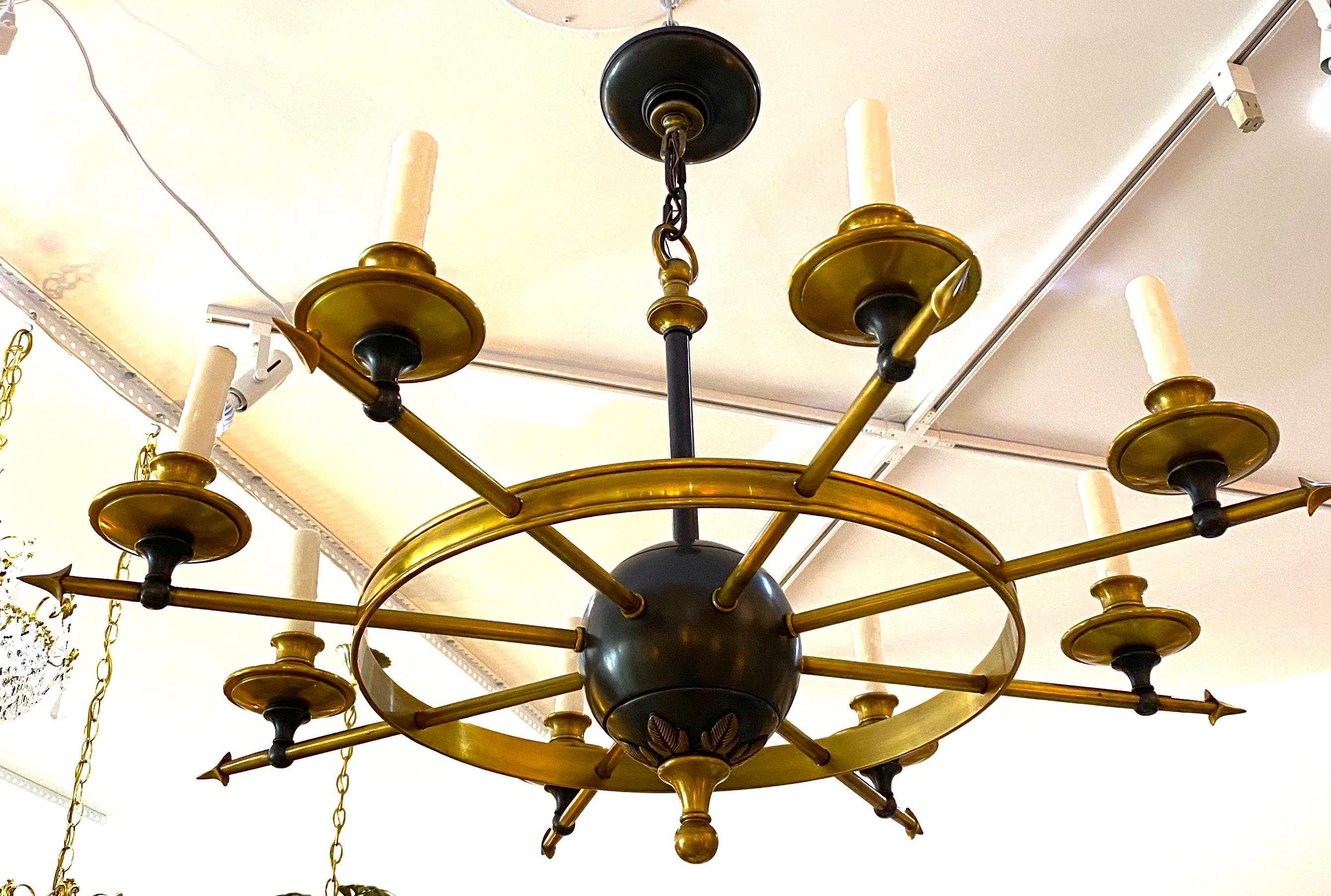 French Empire Revival Style Chandelier In Good Condition In West Palm Beach, FL