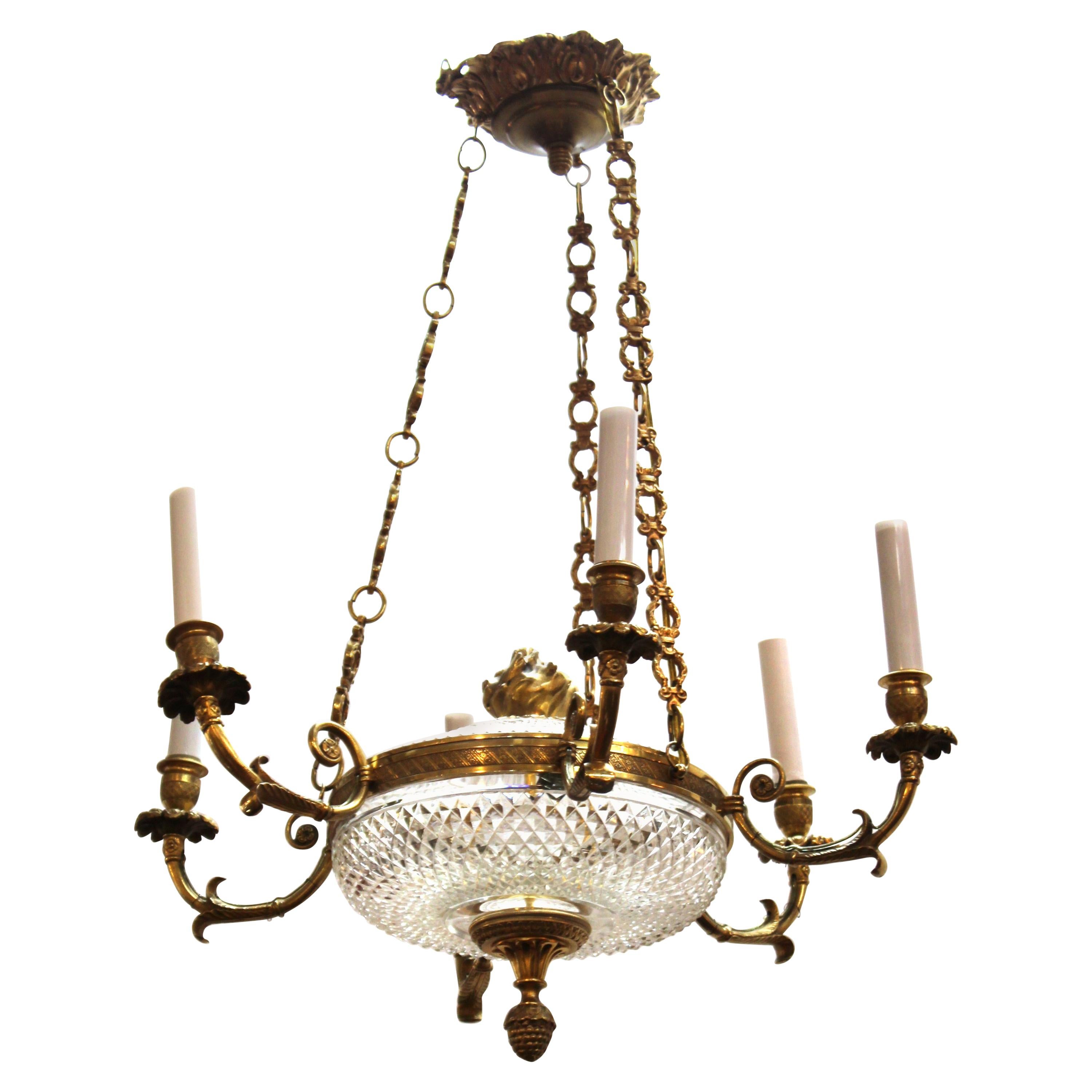 French Empire Revival Style Chandelier With Crystal Inserts