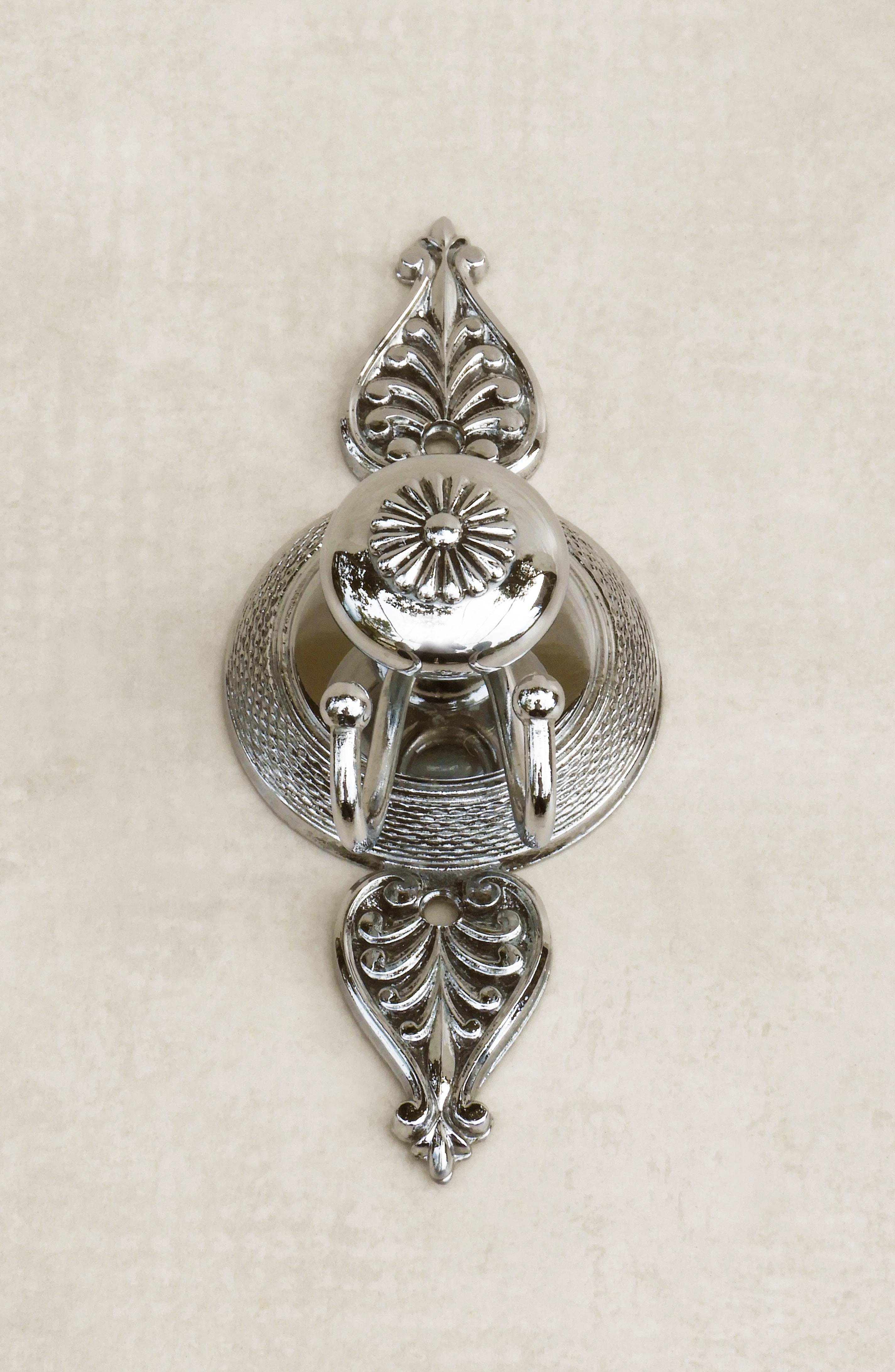 Cast French Empire Revival Style Chrome Vanity Hook, C1970s For Sale