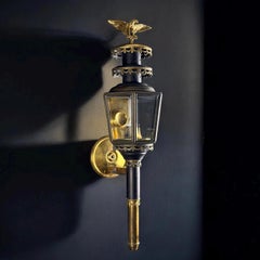French Empire Revival Wall Lantern with Original Beveled Glass Panels