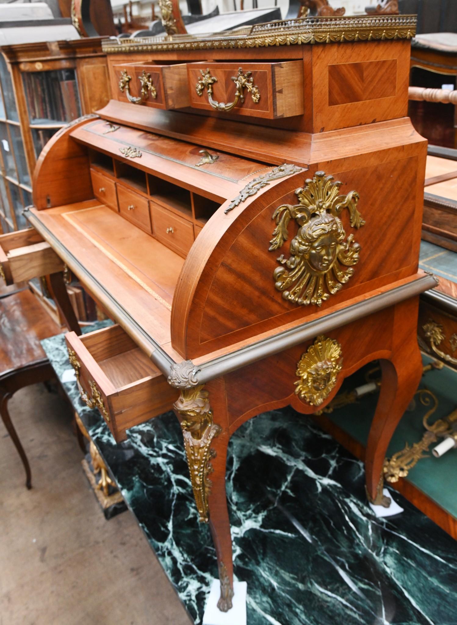 French Empire Roll Top Desk Bureau De Roi 1860 For Sale 5