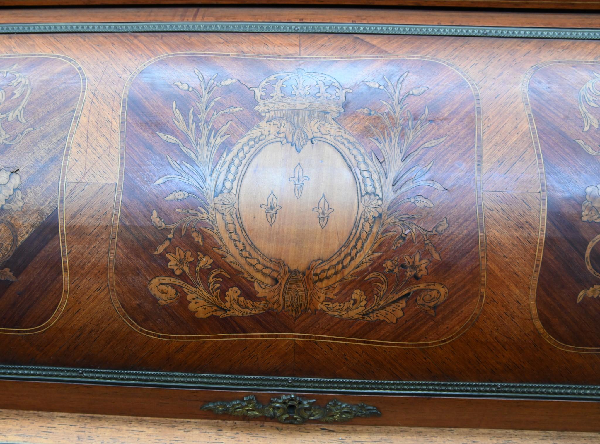 French Empire Roll Top Desk Bureau De Roi 1860 For Sale 8