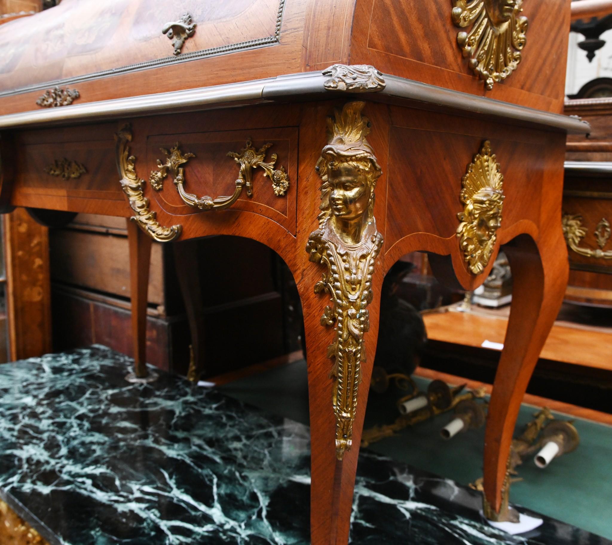 French Empire Roll Top Desk Bureau De Roi 1860 For Sale 9