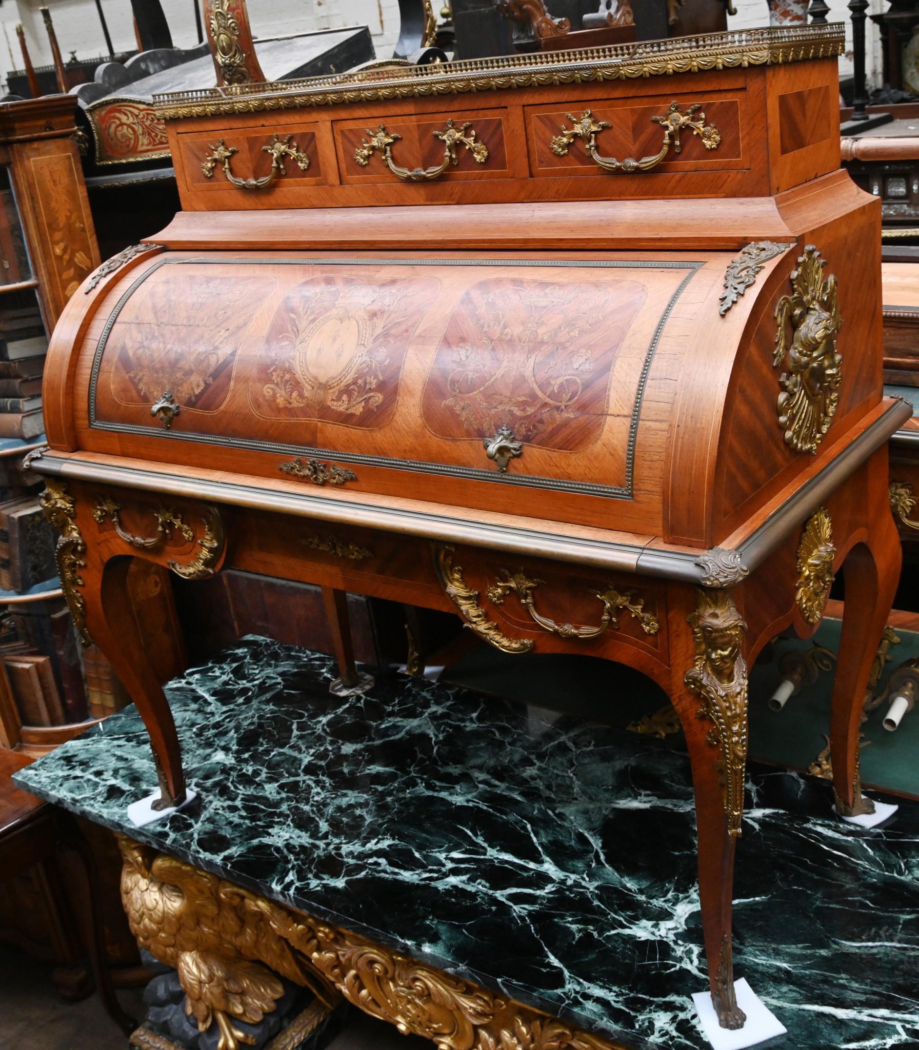 French Empire Roll Top Desk Bureau De Roi 1860 For Sale 12