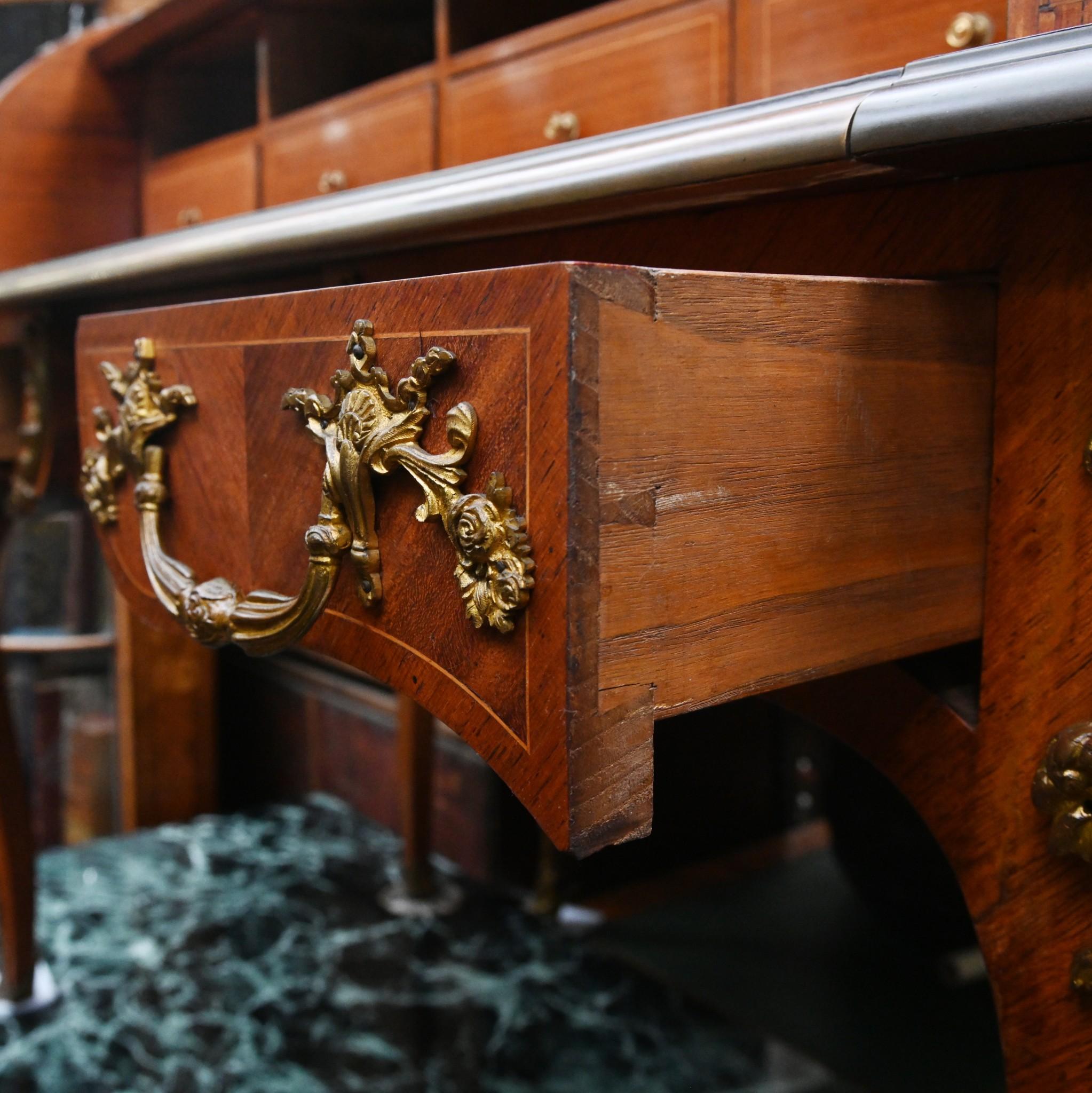 French Empire Roll Top Desk Bureau De Roi 1860 In Good Condition For Sale In Potters Bar, GB