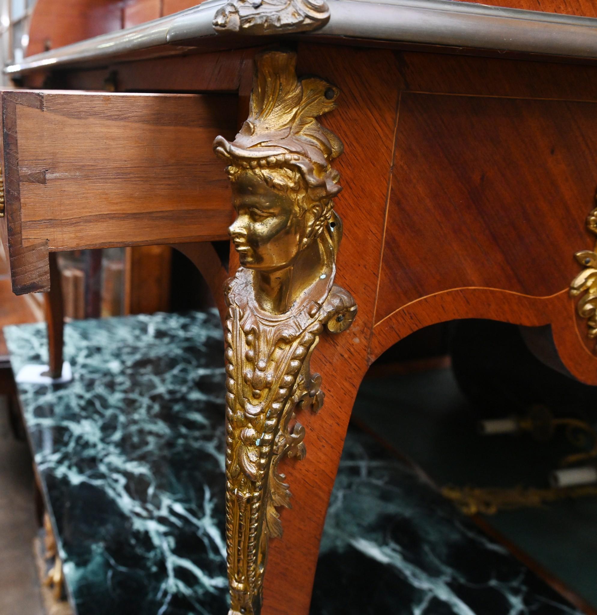 Wood French Empire Roll Top Desk Bureau De Roi 1860 For Sale