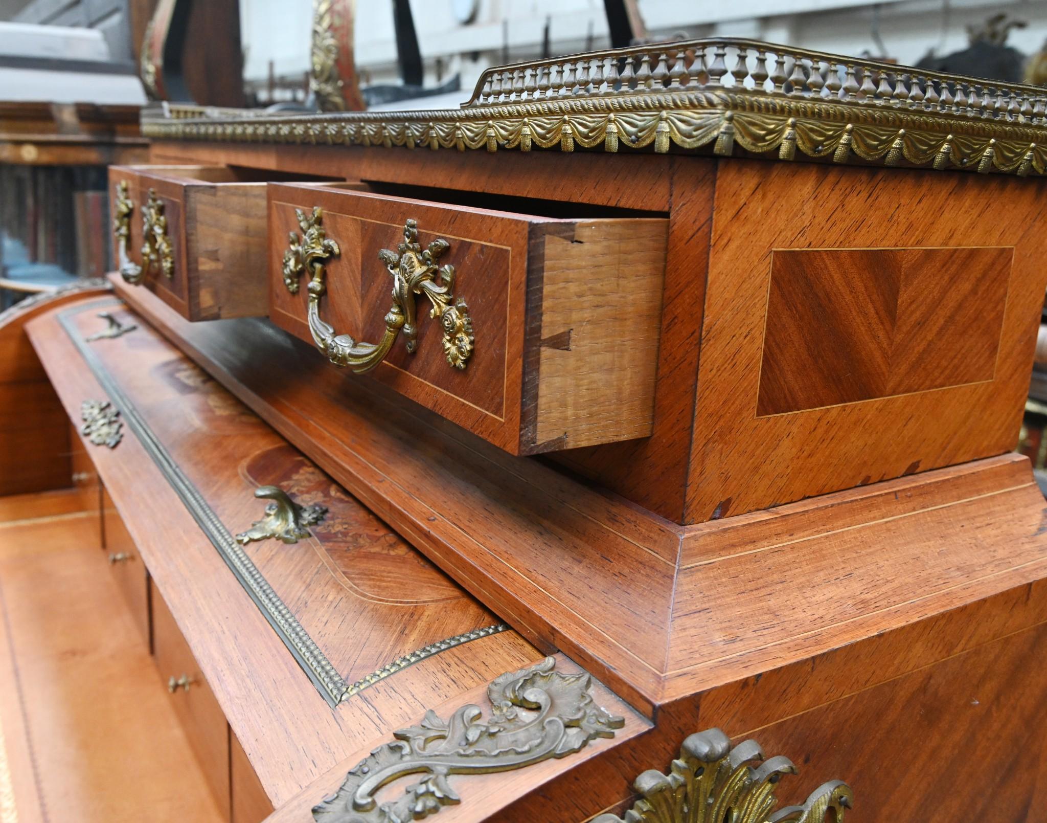 French Empire Roll Top Desk Bureau De Roi 1860 For Sale 4