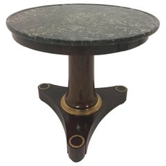 French Empire Round Marble Top and Mahogany Center Side Table Gueridon