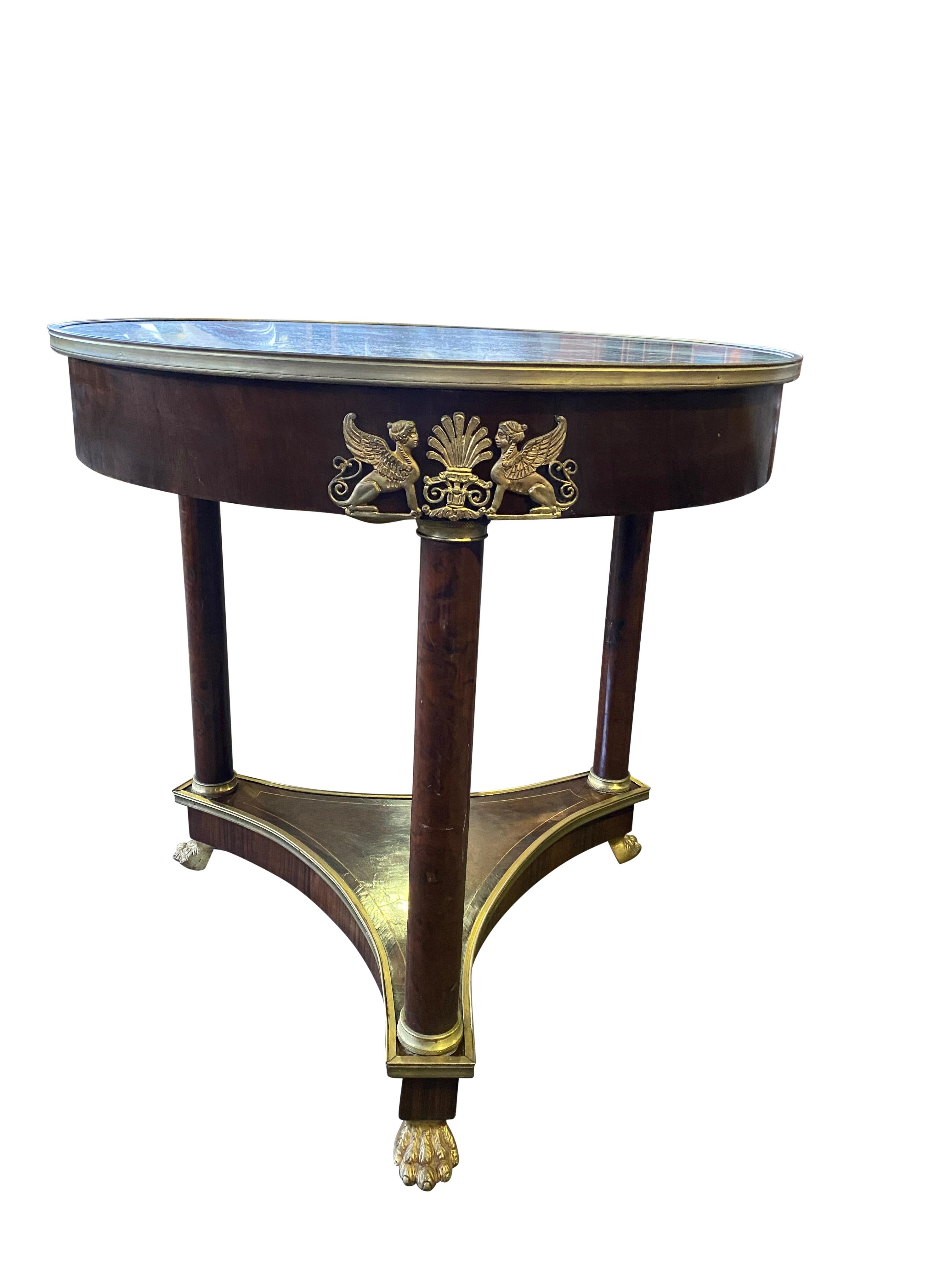 French Empire Round Marble Top Table, 19th Century For Sale 6