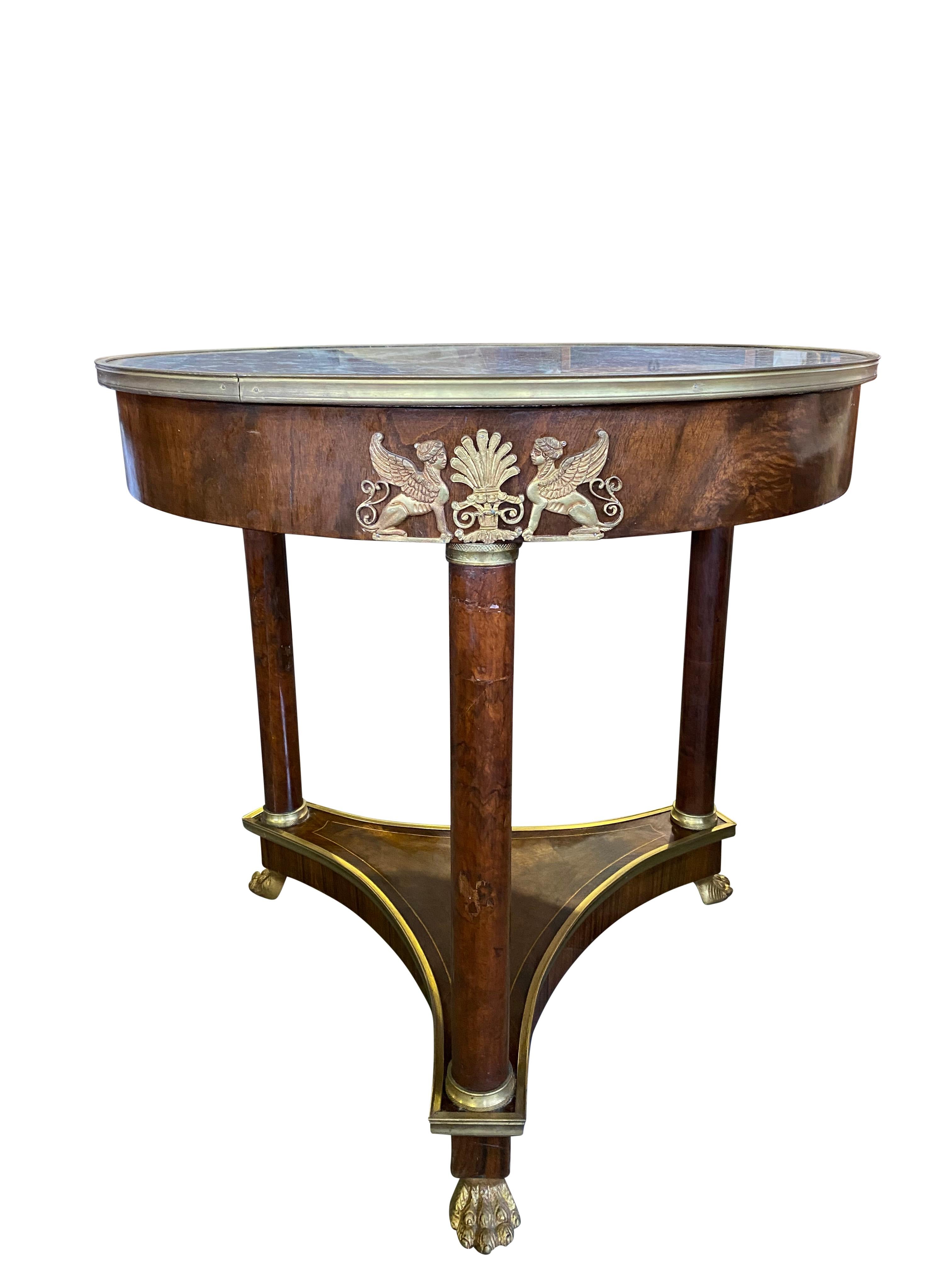 French Empire Round Marble Top Table, 19th Century For Sale 3